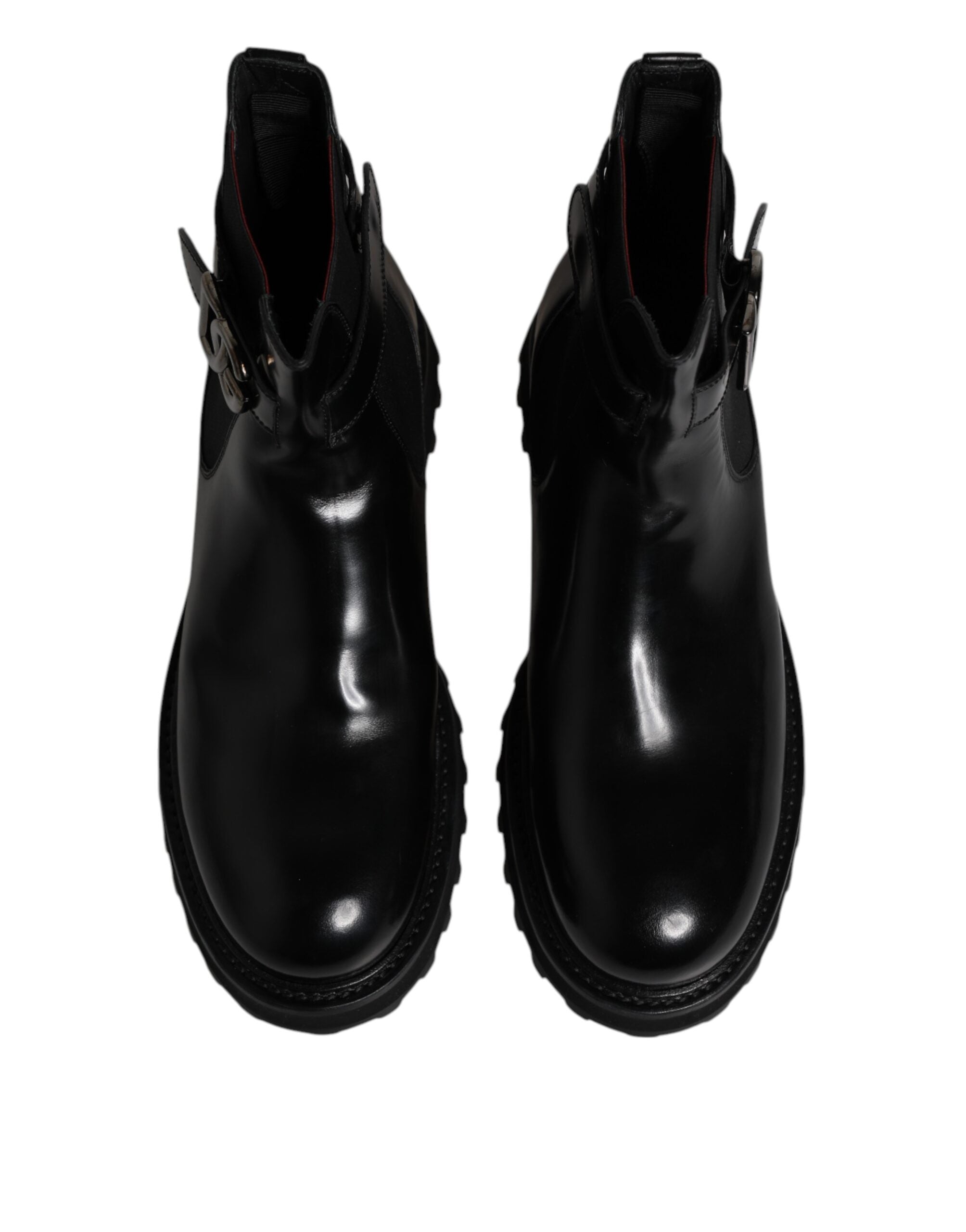 Dolce & Gabbana Black Belted DG Logo Men Chelsea Boots Men's Shoes