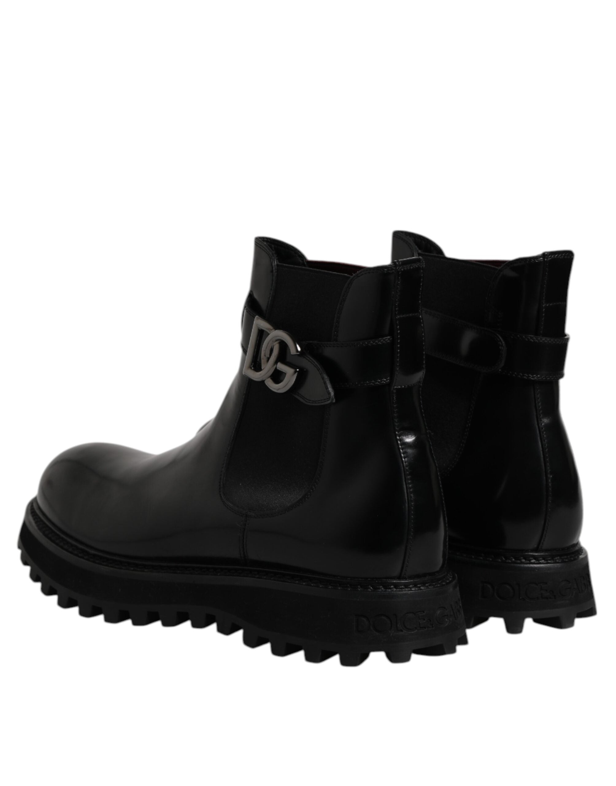 Dolce & Gabbana Black Belted DG Logo Men Chelsea Boots Men's Shoes