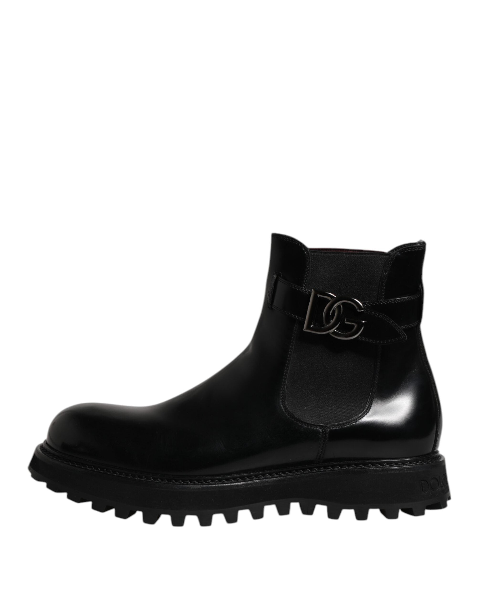 Dolce & Gabbana Black Belted DG Logo Men Chelsea Boots Men's Shoes