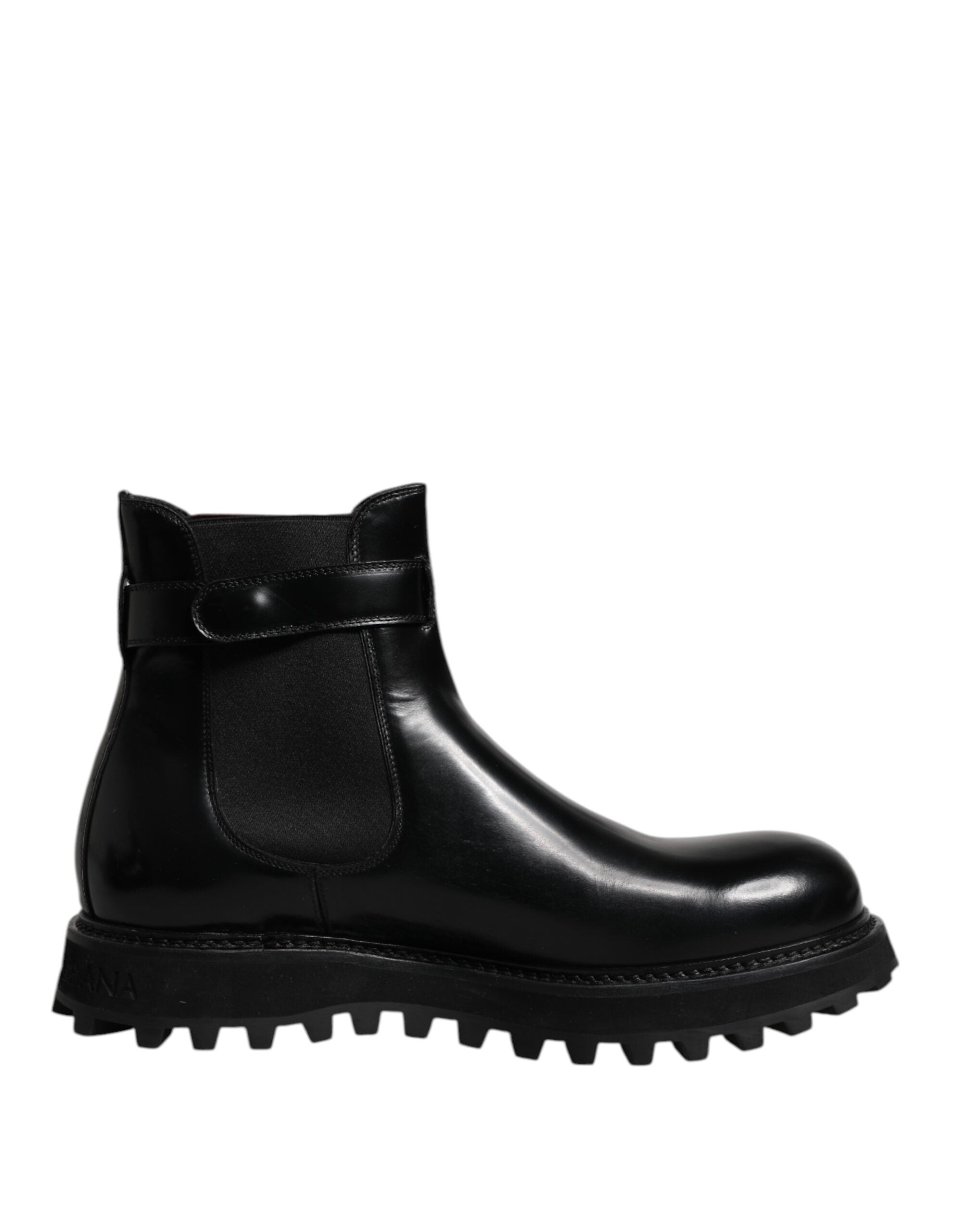 Dolce & Gabbana Black Belted DG Logo Men Chelsea Boots Men's Shoes