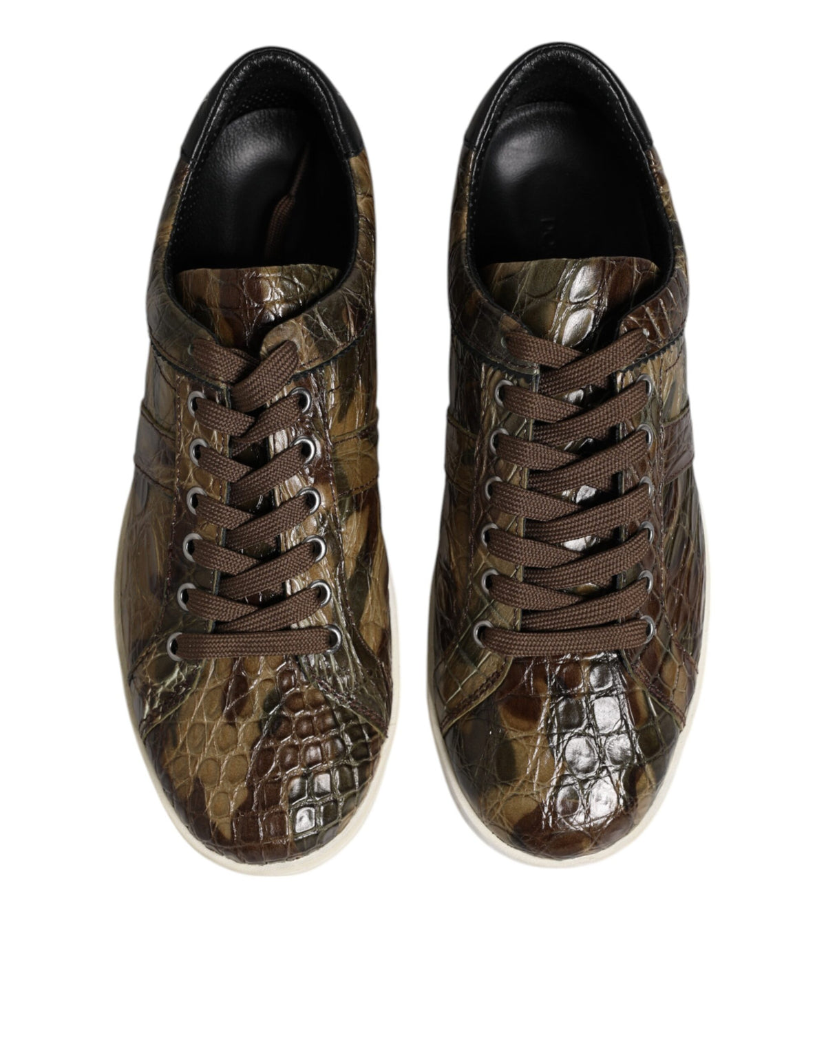 Dolce & Gabbana Brown Exotic Leather Low Top Sneakers Men's Shoes
