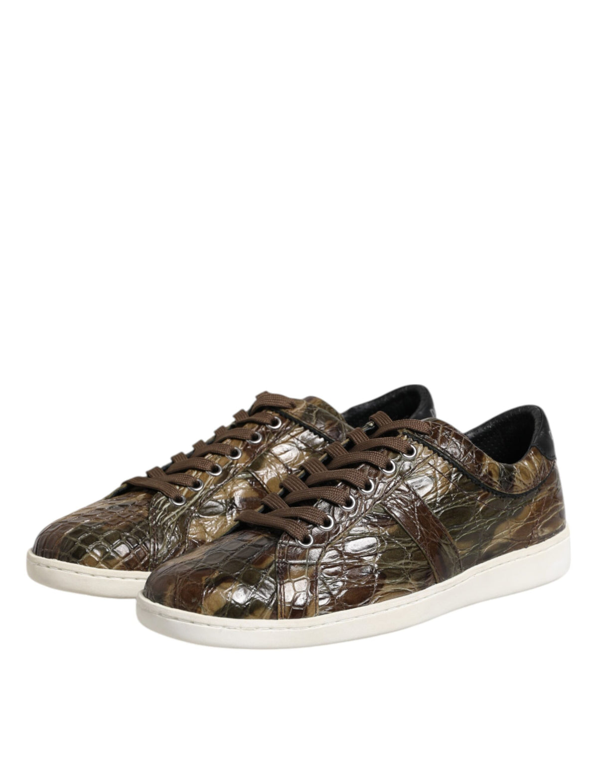 Dolce & Gabbana Brown Exotic Leather Low Top Sneakers Men's Shoes