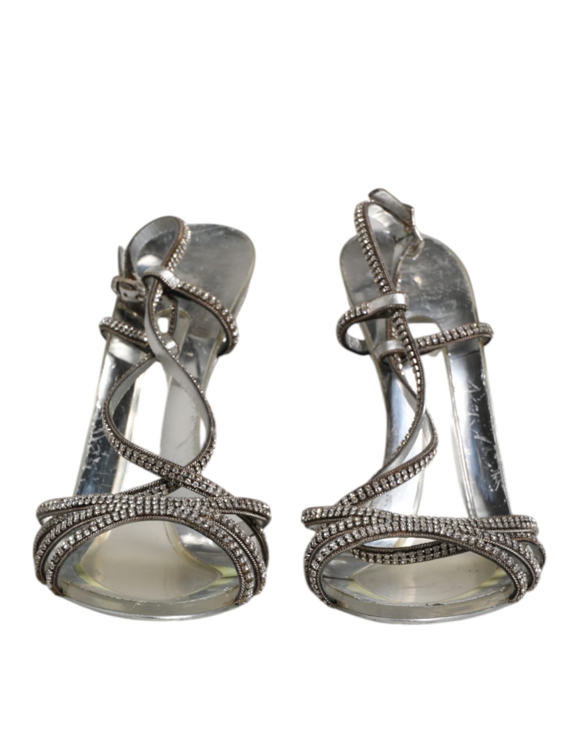 Dolce & Gabbana Silver Strass Ankle Strap Heels Sandals Women's Shoes (Pre-Owned)