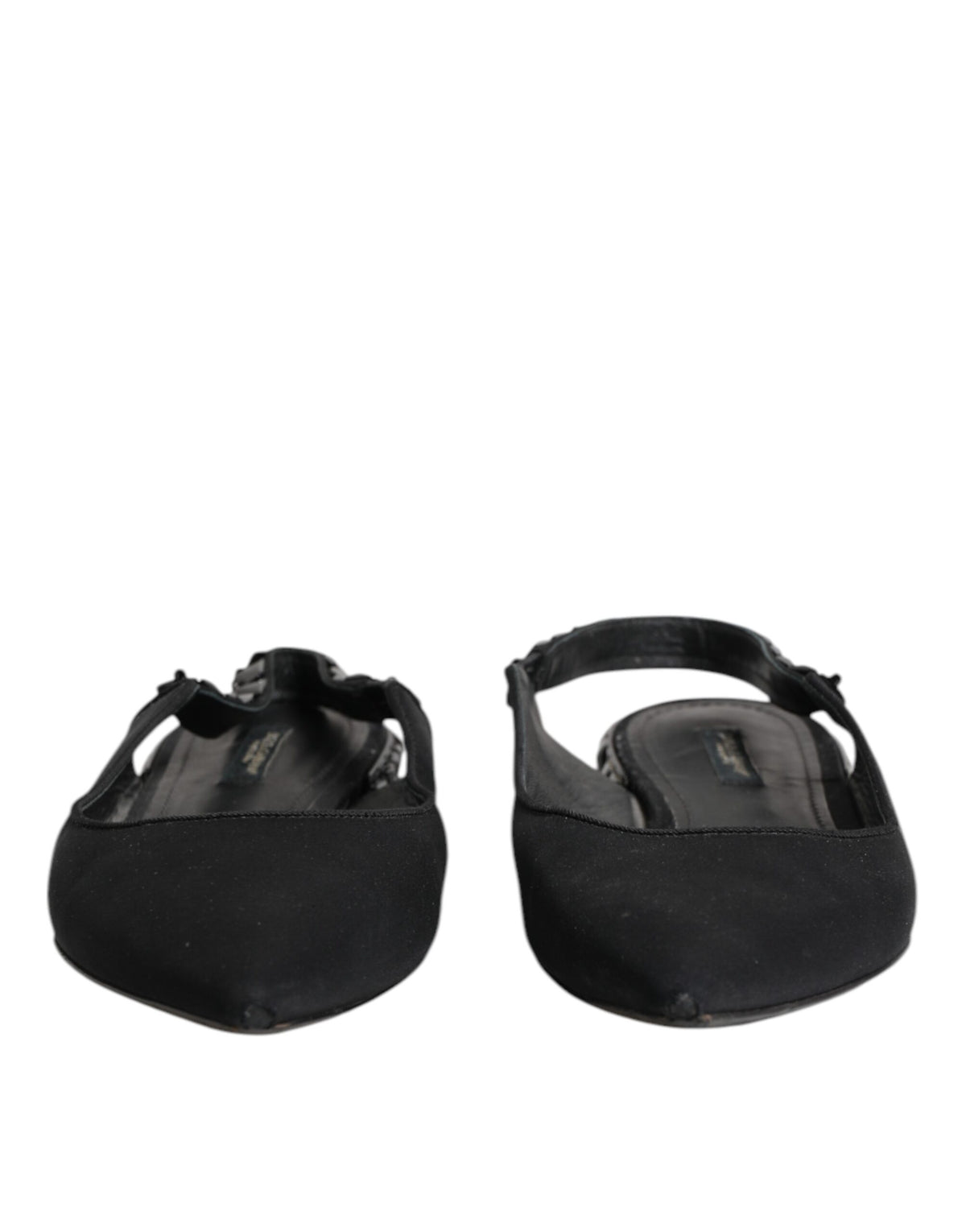 Dolce & Gabbana Black Crystal Charmeuse Slingback Women's Shoes (Pre-Owned)