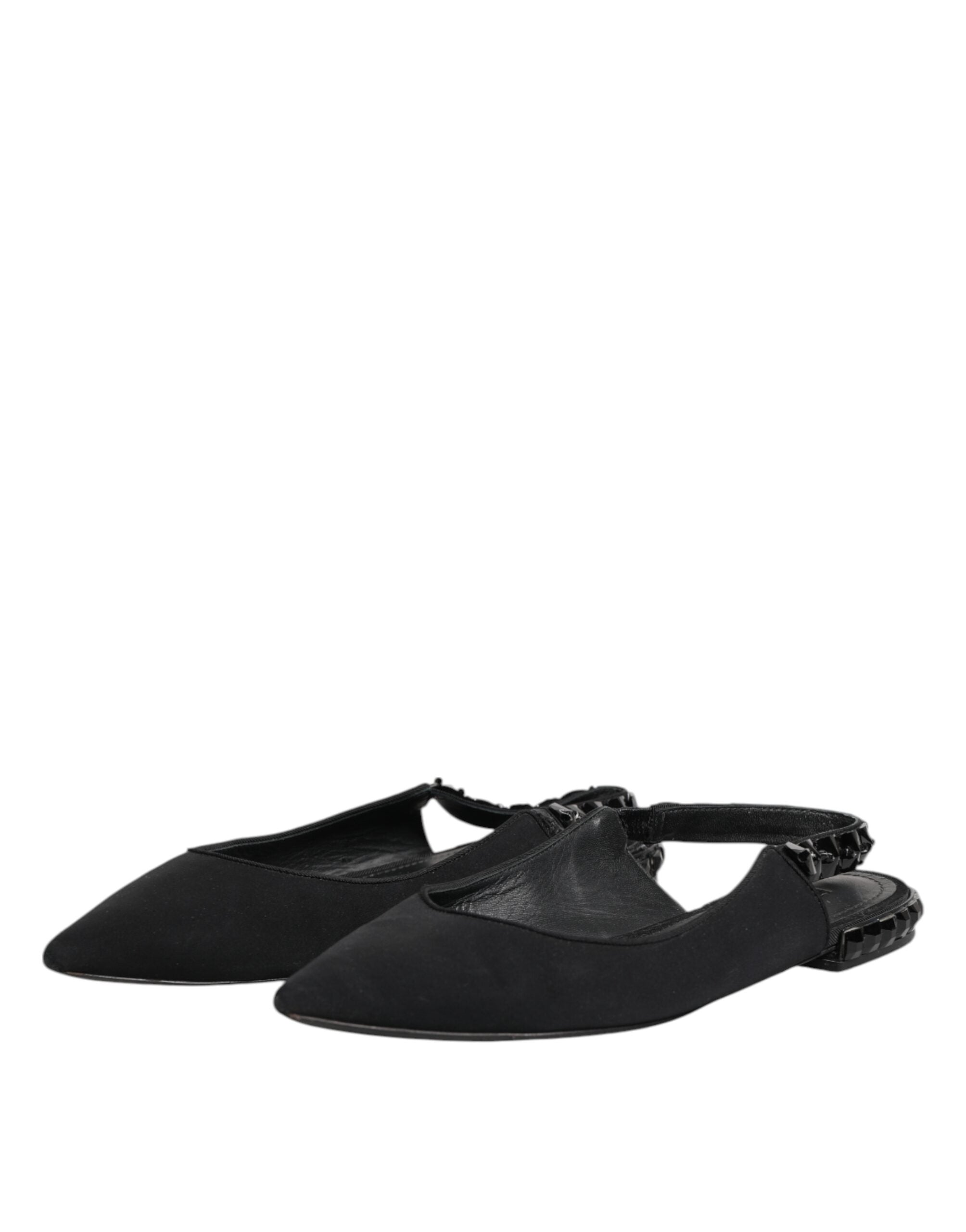 Dolce & Gabbana Black Crystal Charmeuse Slingback Women's Shoes (Pre-Owned)