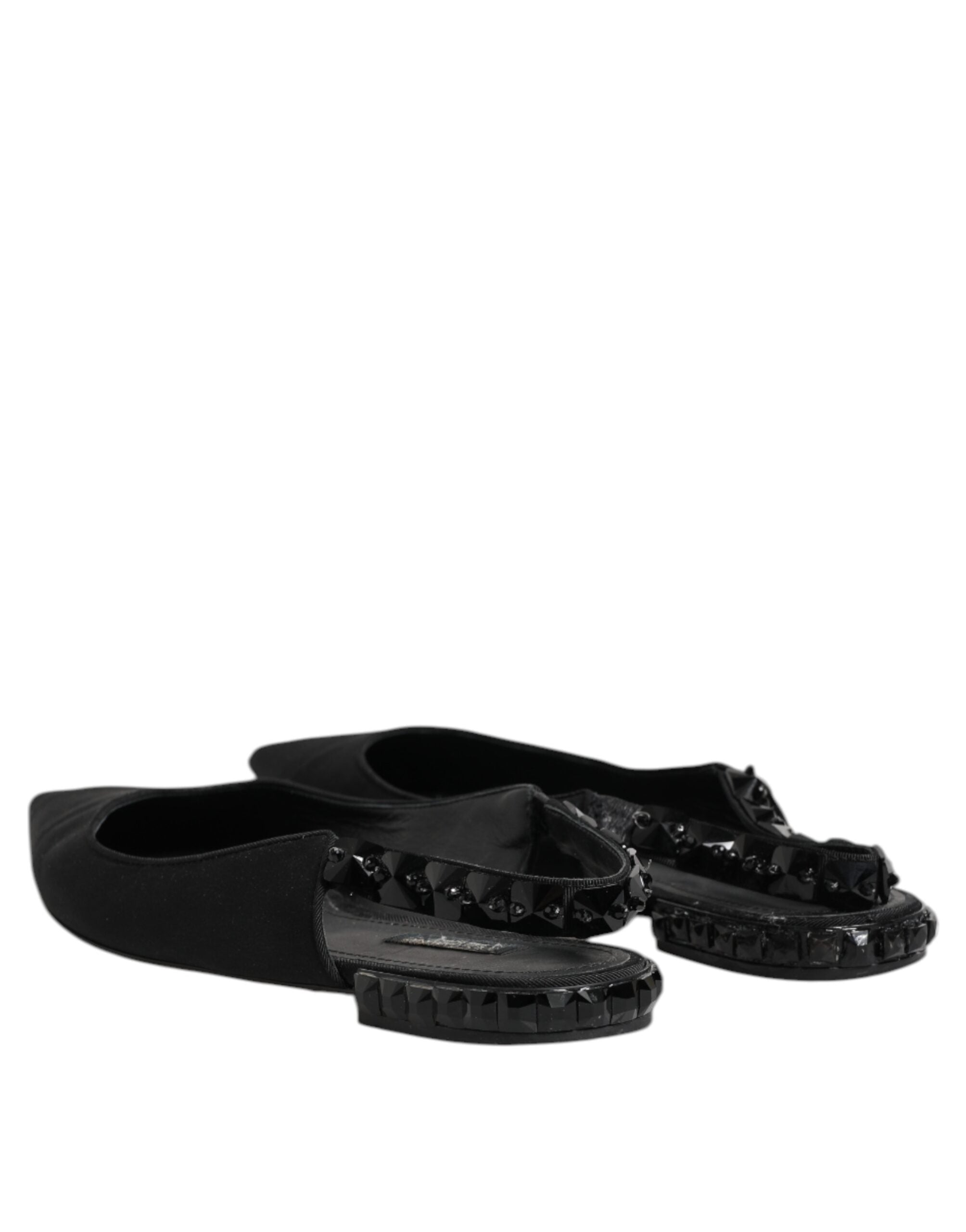Dolce & Gabbana Black Crystal Charmeuse Slingback Women's Shoes (Pre-Owned)