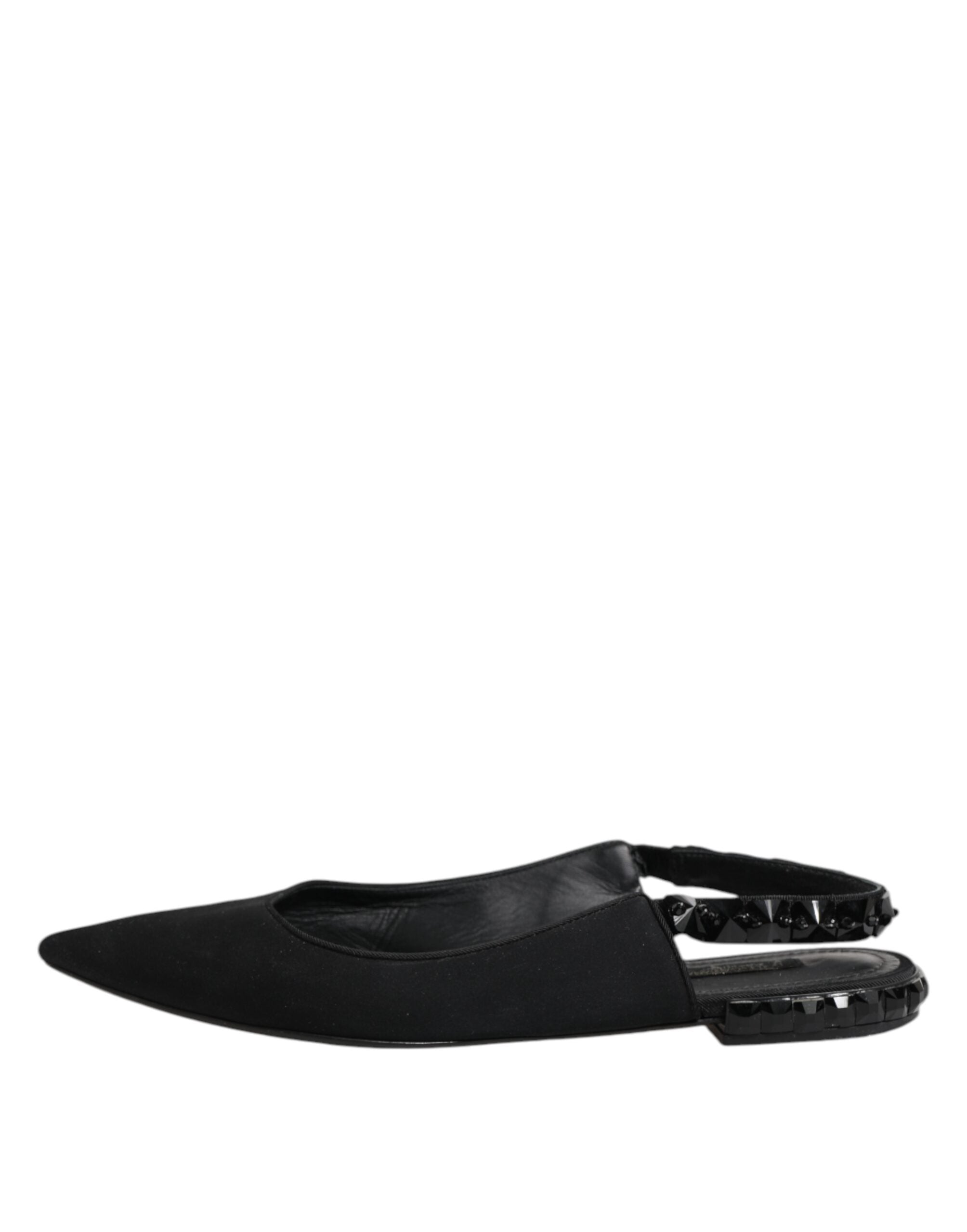 Dolce & Gabbana Black Crystal Charmeuse Slingback Women's Shoes (Pre-Owned)