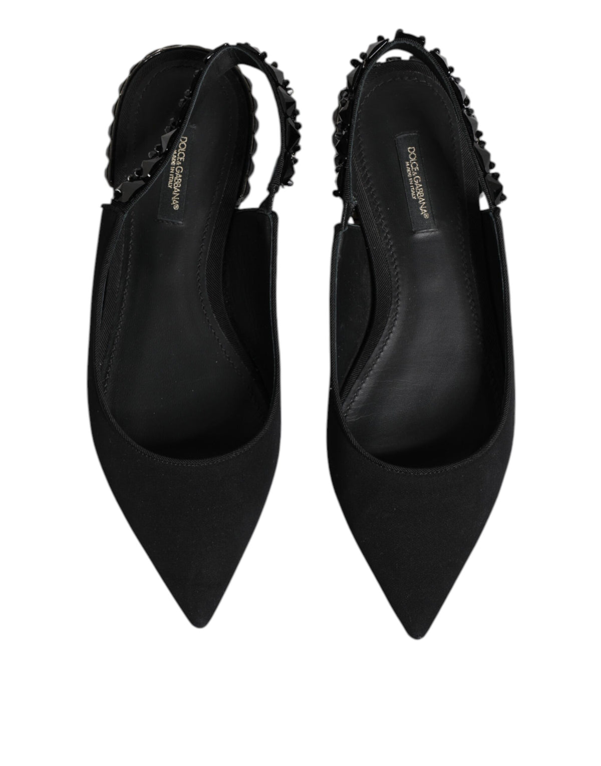 Dolce & Gabbana Black Crystal Charmeuse Slingback Women's Shoes (Pre-Owned)