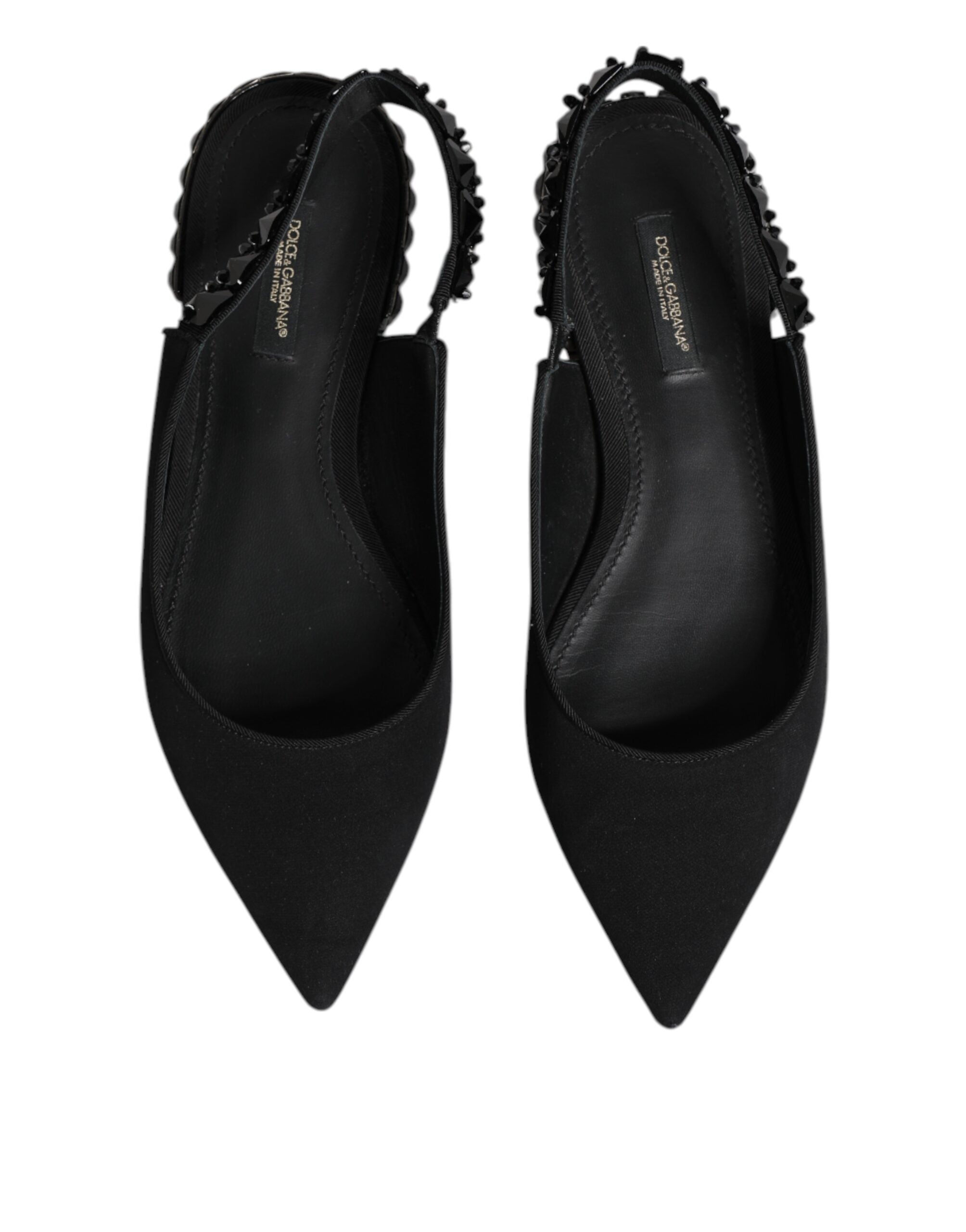 Dolce & Gabbana Black Crystal Charmeuse Slingback Women's Shoes (Pre-Owned)
