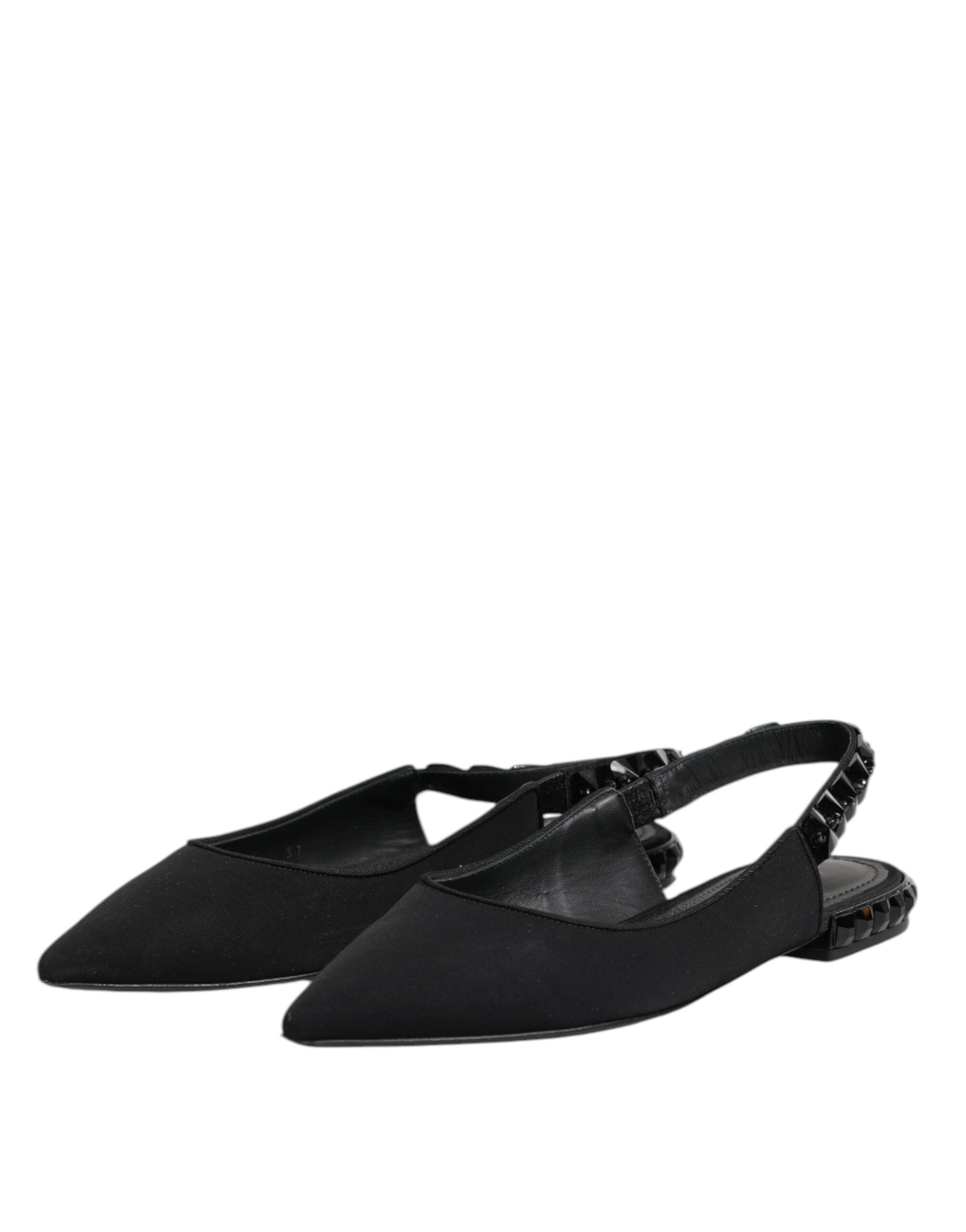 Dolce & Gabbana Black Crystal Charmeuse Slingback Women's Shoes (Pre-Owned)