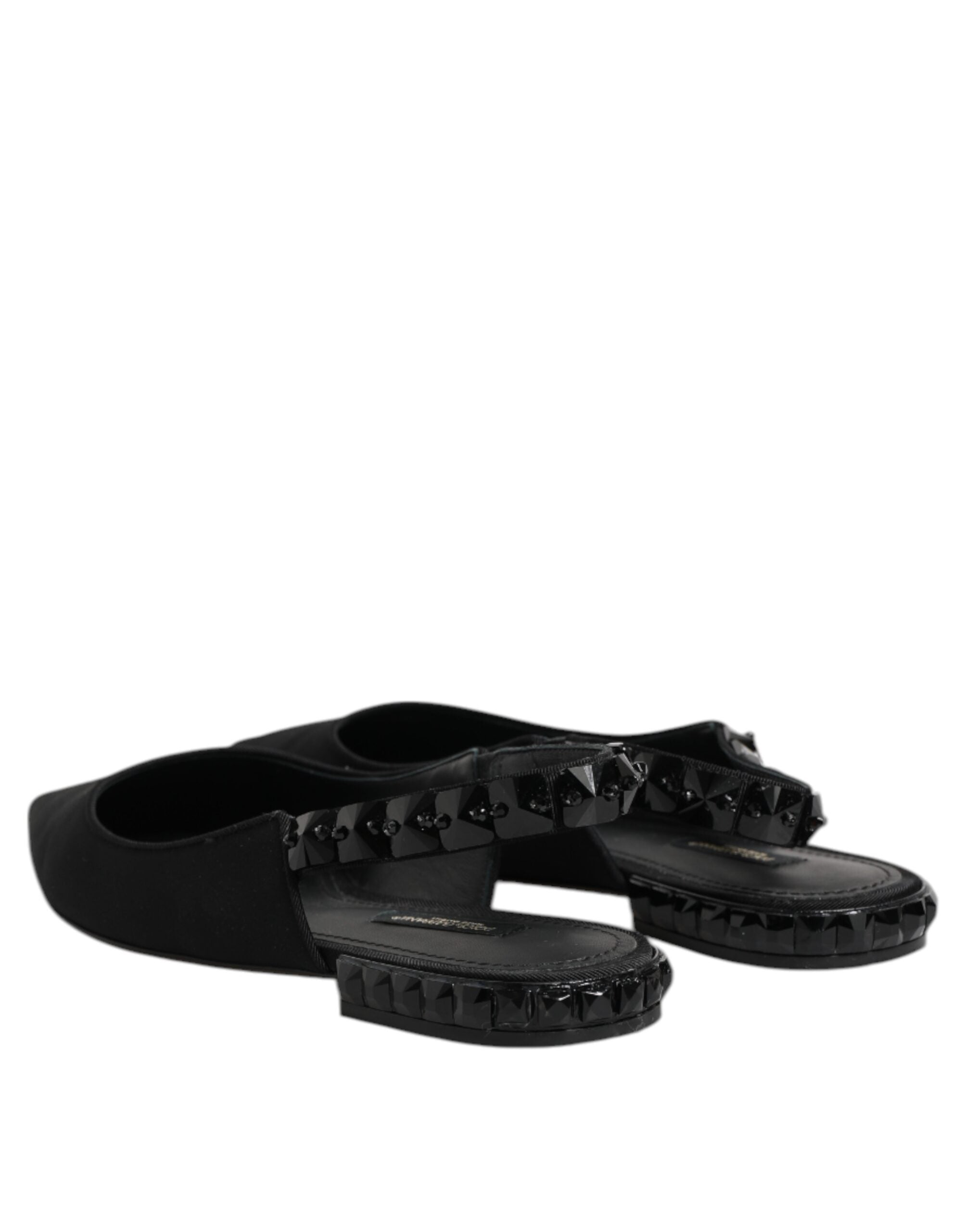 Dolce & Gabbana Black Crystal Charmeuse Slingback Women's Shoes (Pre-Owned)