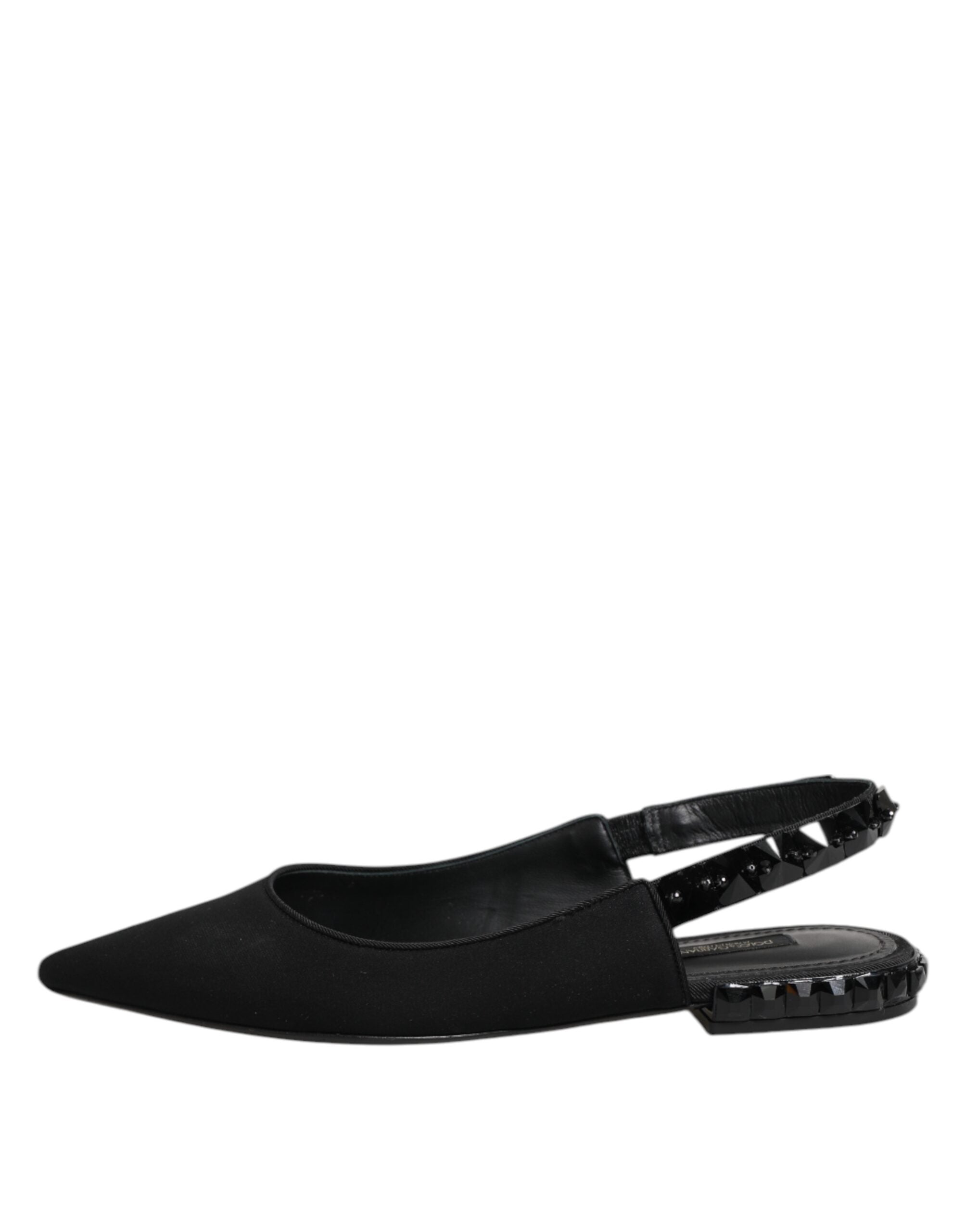 Dolce & Gabbana Black Crystal Charmeuse Slingback Women's Shoes (Pre-Owned)