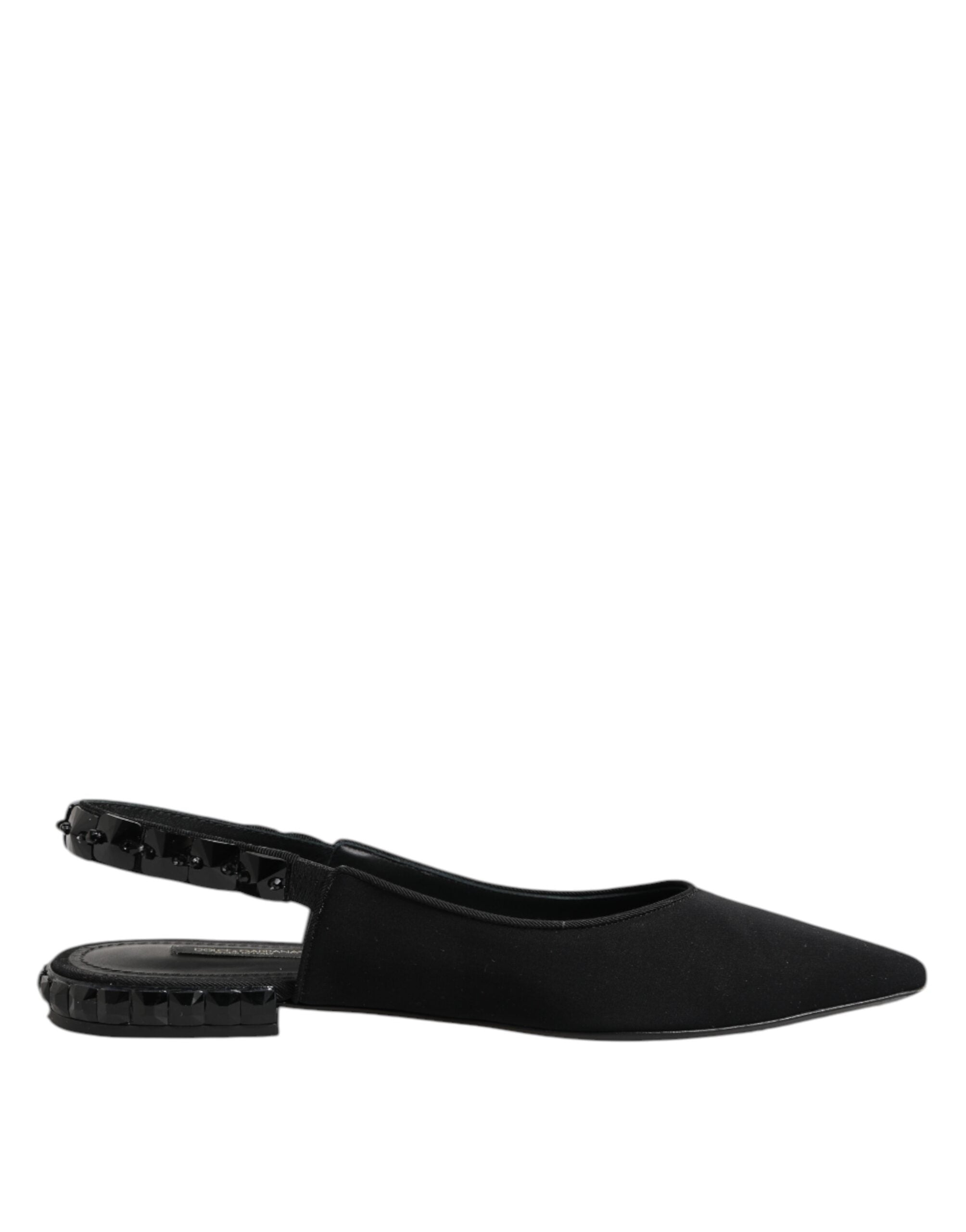 Dolce & Gabbana Black Crystal Charmeuse Slingback Women's Shoes (Pre-Owned)