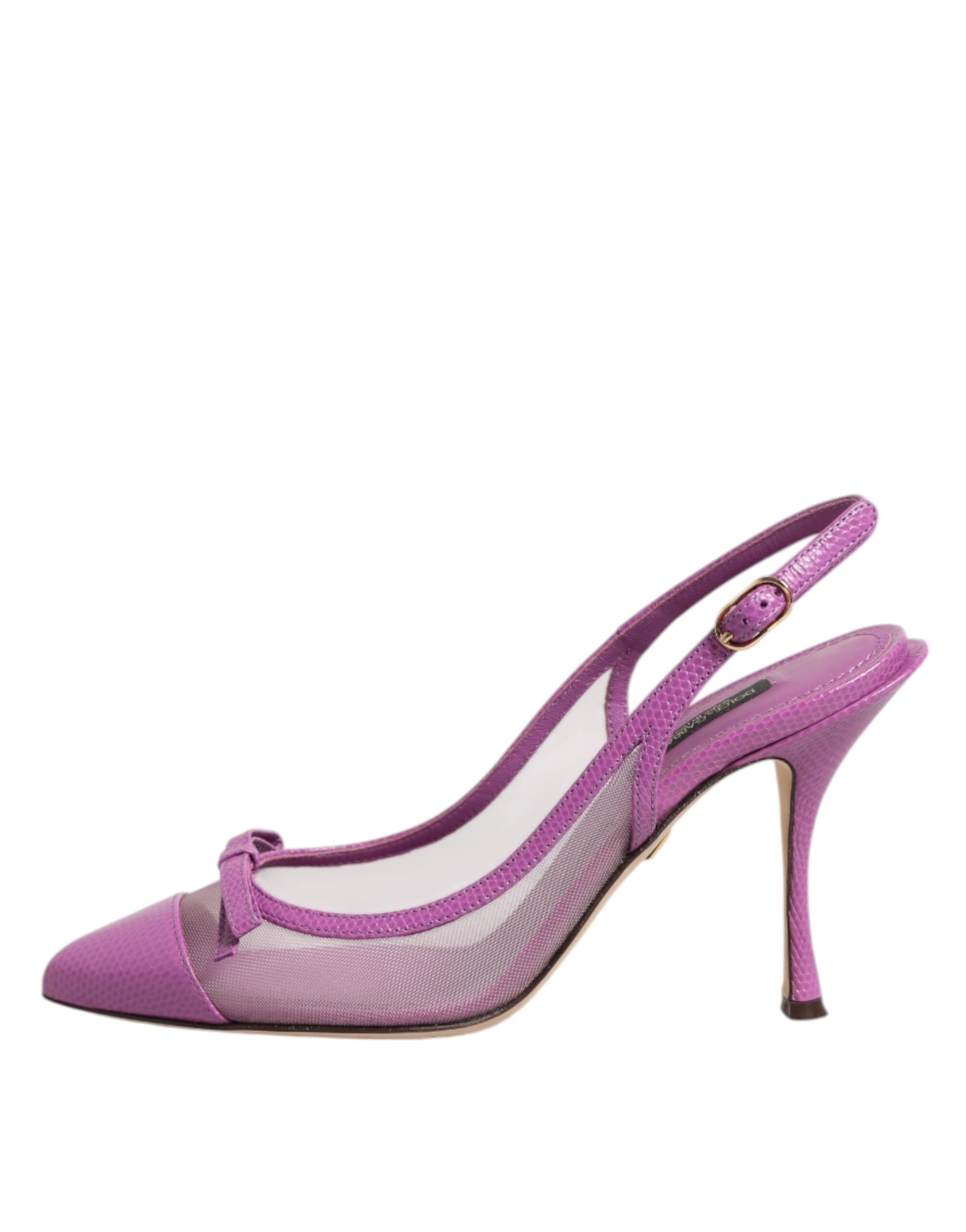 Dolce & Gabbana Purple Leather Mesh High Heels Slingback Women's Shoes (Pre-Owned)