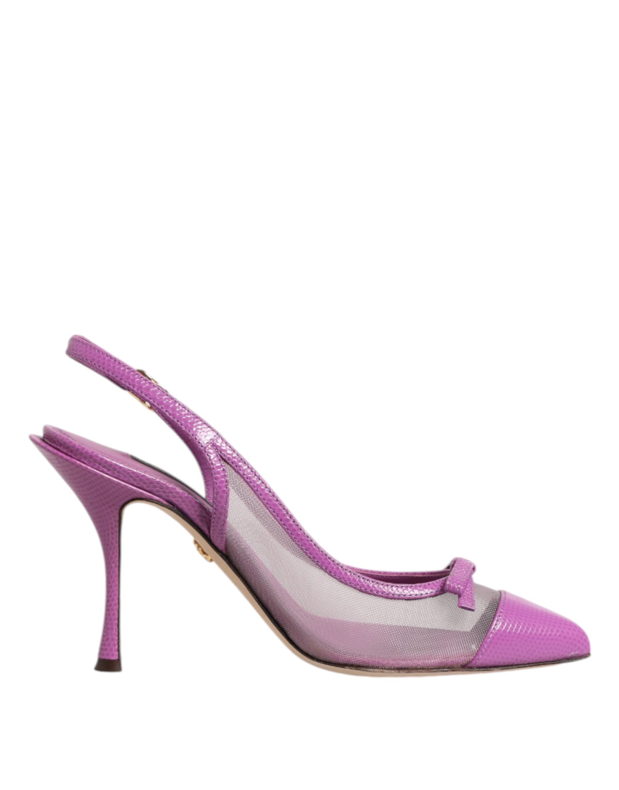 Dolce & Gabbana Purple Leather Mesh High Heels Slingback Women's Shoes (Pre-Owned)
