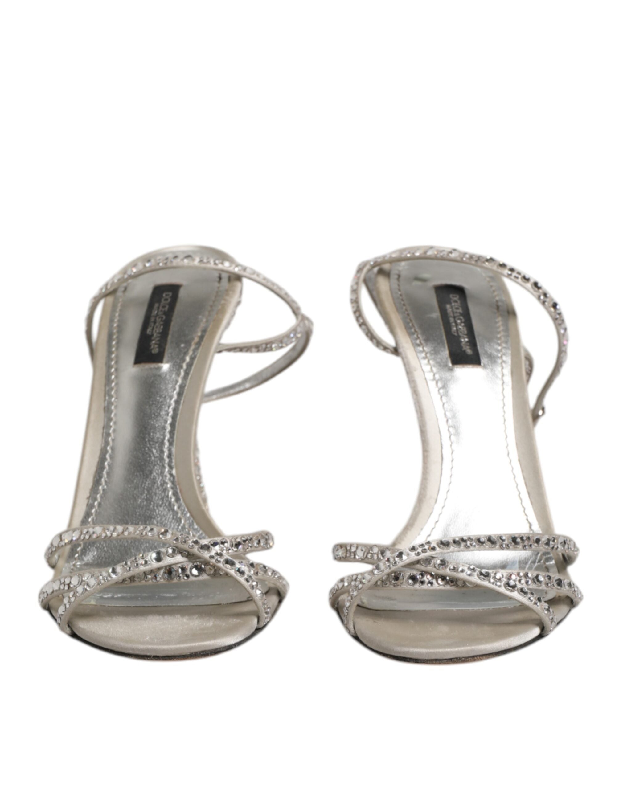 Dolce & Gabbana Silver Strass Ankle Strap KEIRA Sandals Women's Shoes (Pre-Owned)