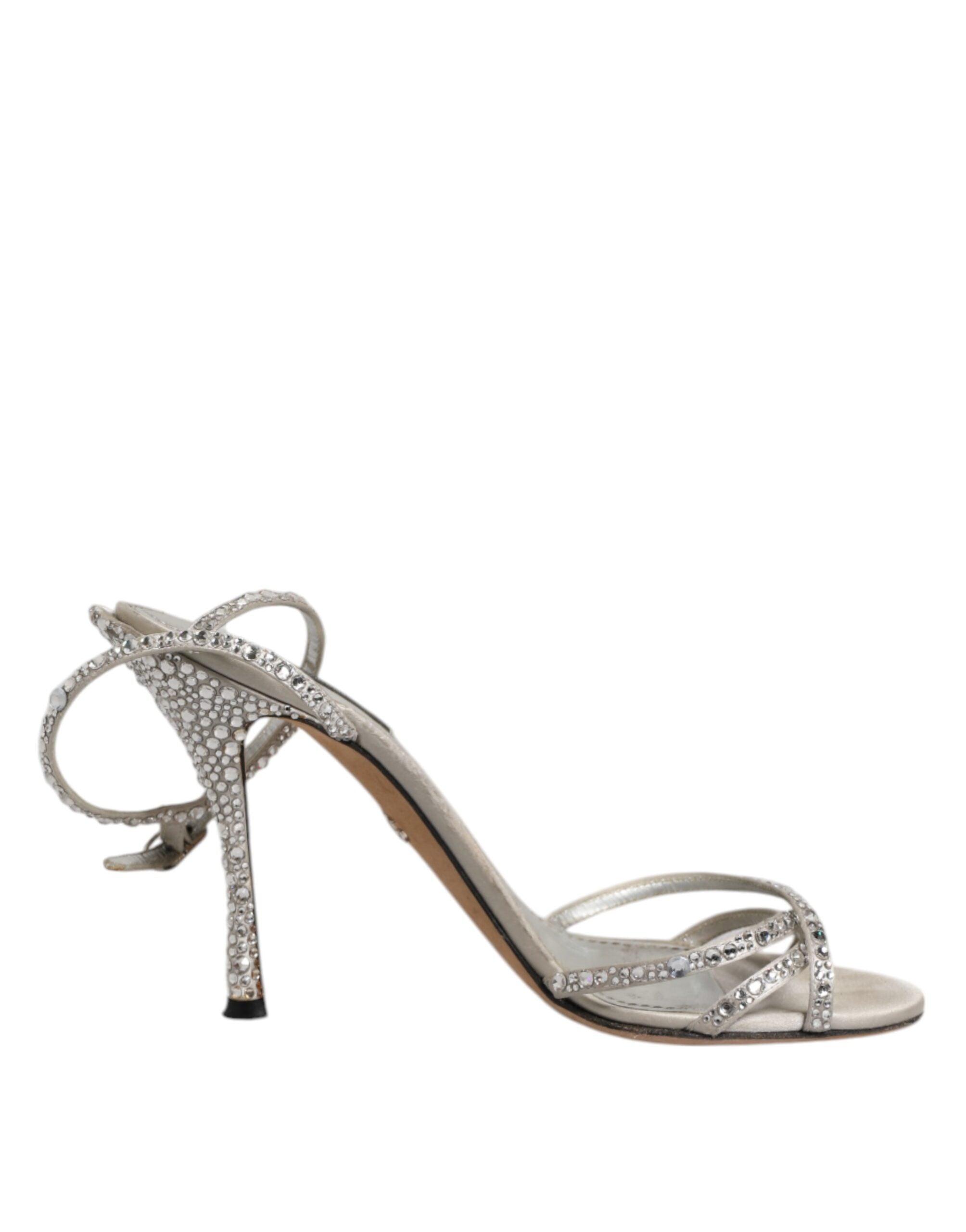 Dolce & Gabbana Silver Strass Ankle Strap KEIRA Sandals Women's Shoes (Pre-Owned)