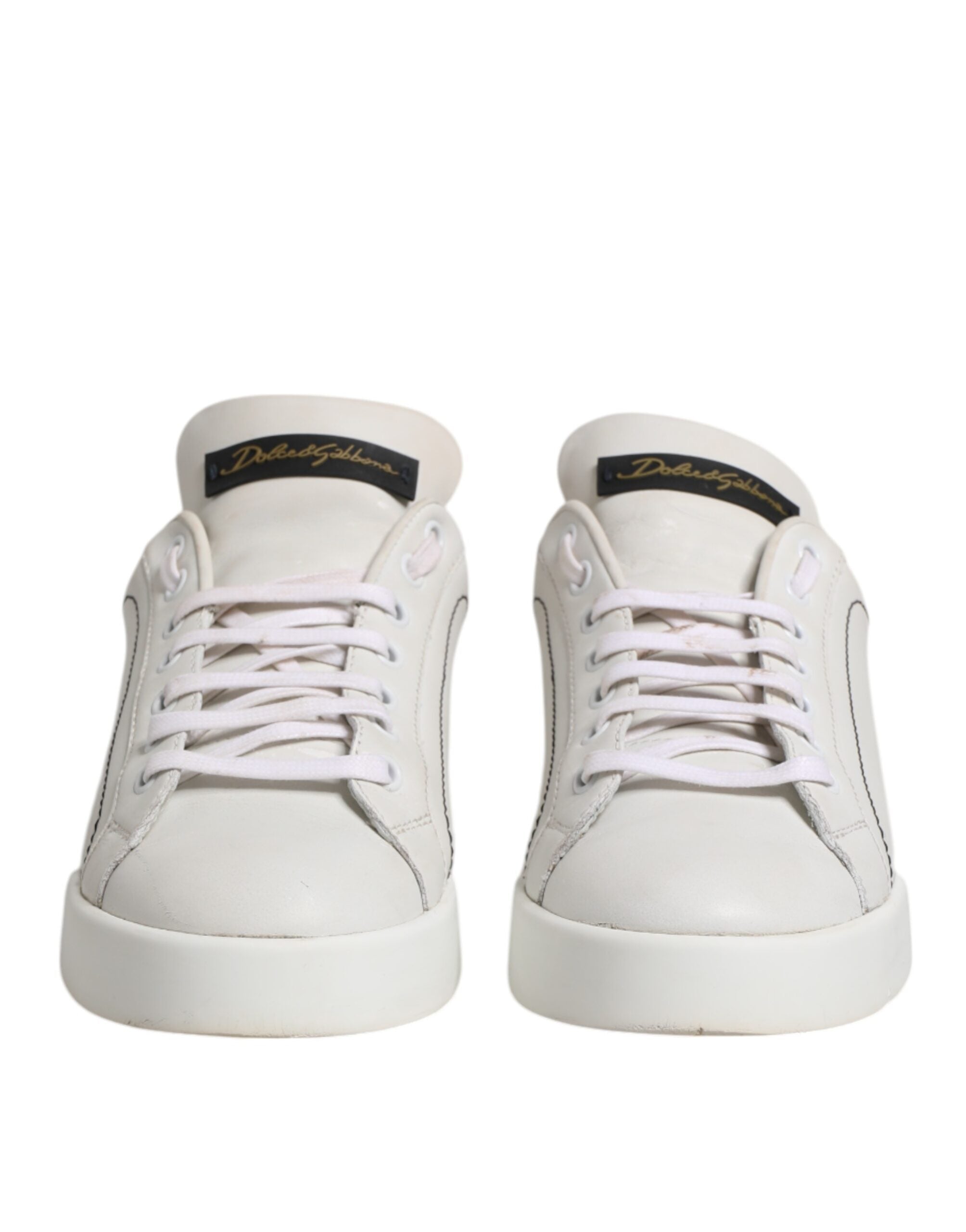 Dolce & Gabbana White Gold Leather Low Top Sneakers Women's Shoes (Pre-Owned)