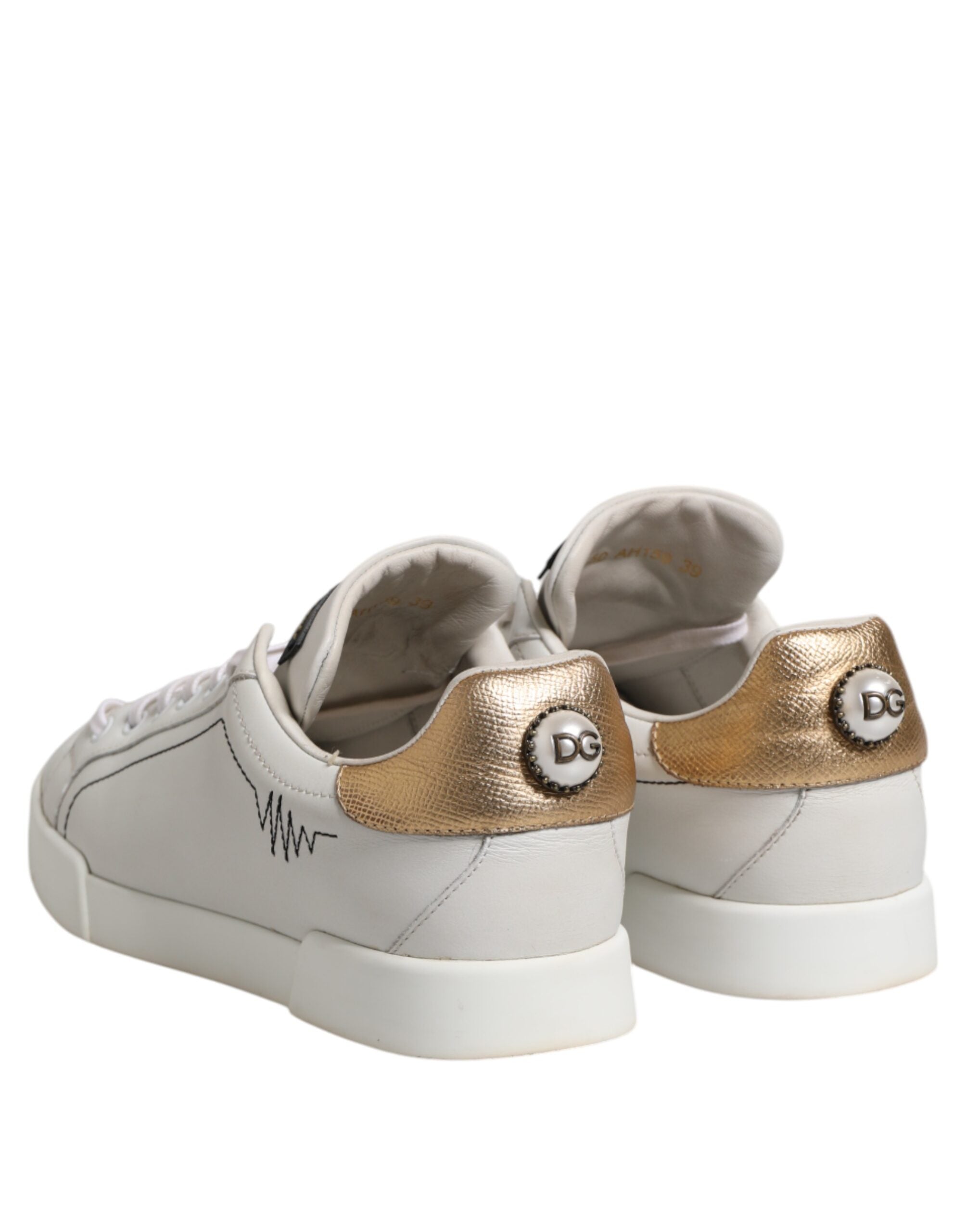 Dolce & Gabbana White Gold Leather Low Top Sneakers Women's Shoes (Pre-Owned)