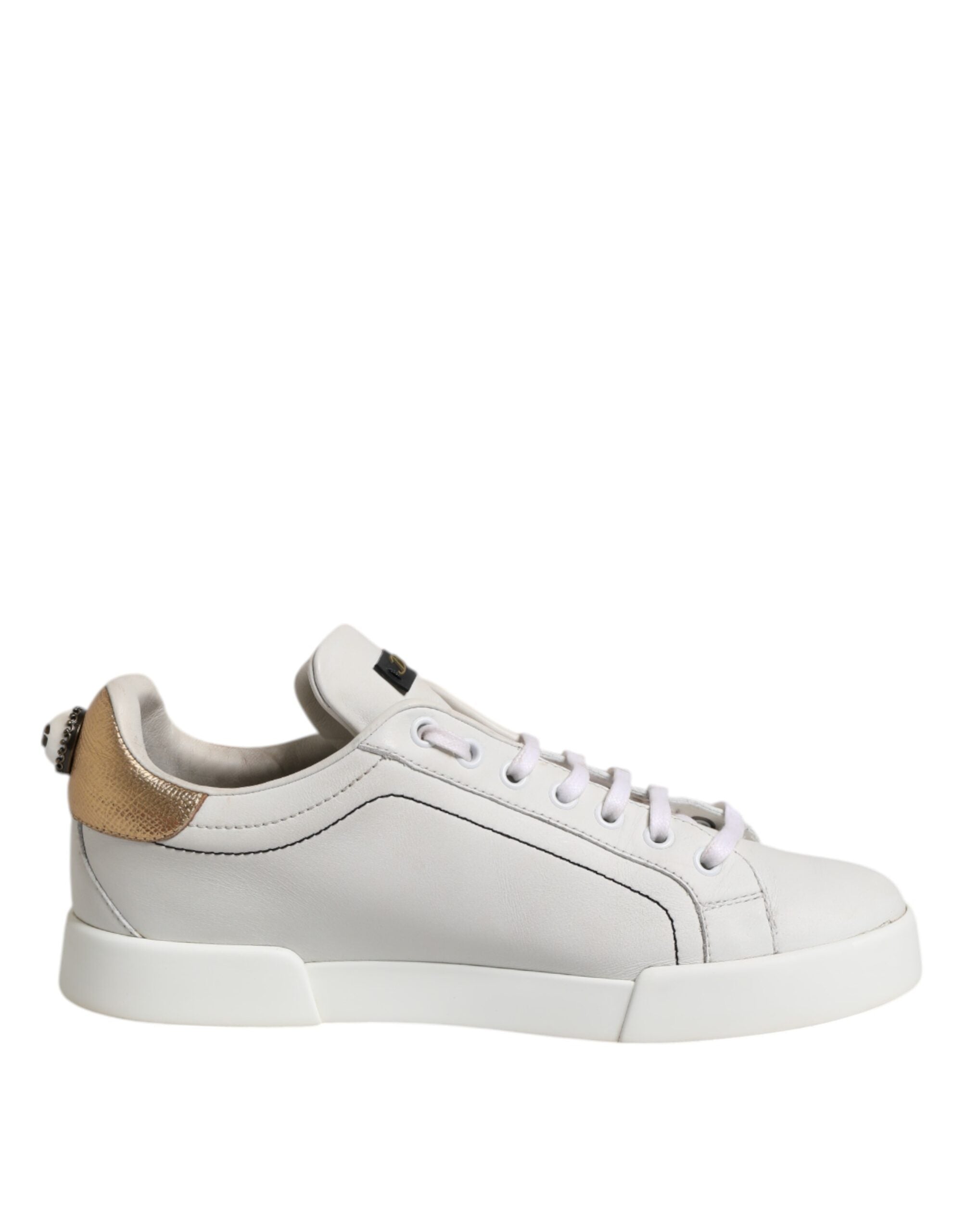 Dolce & Gabbana White Gold Leather Low Top Sneakers Women's Shoes (Pre-Owned)