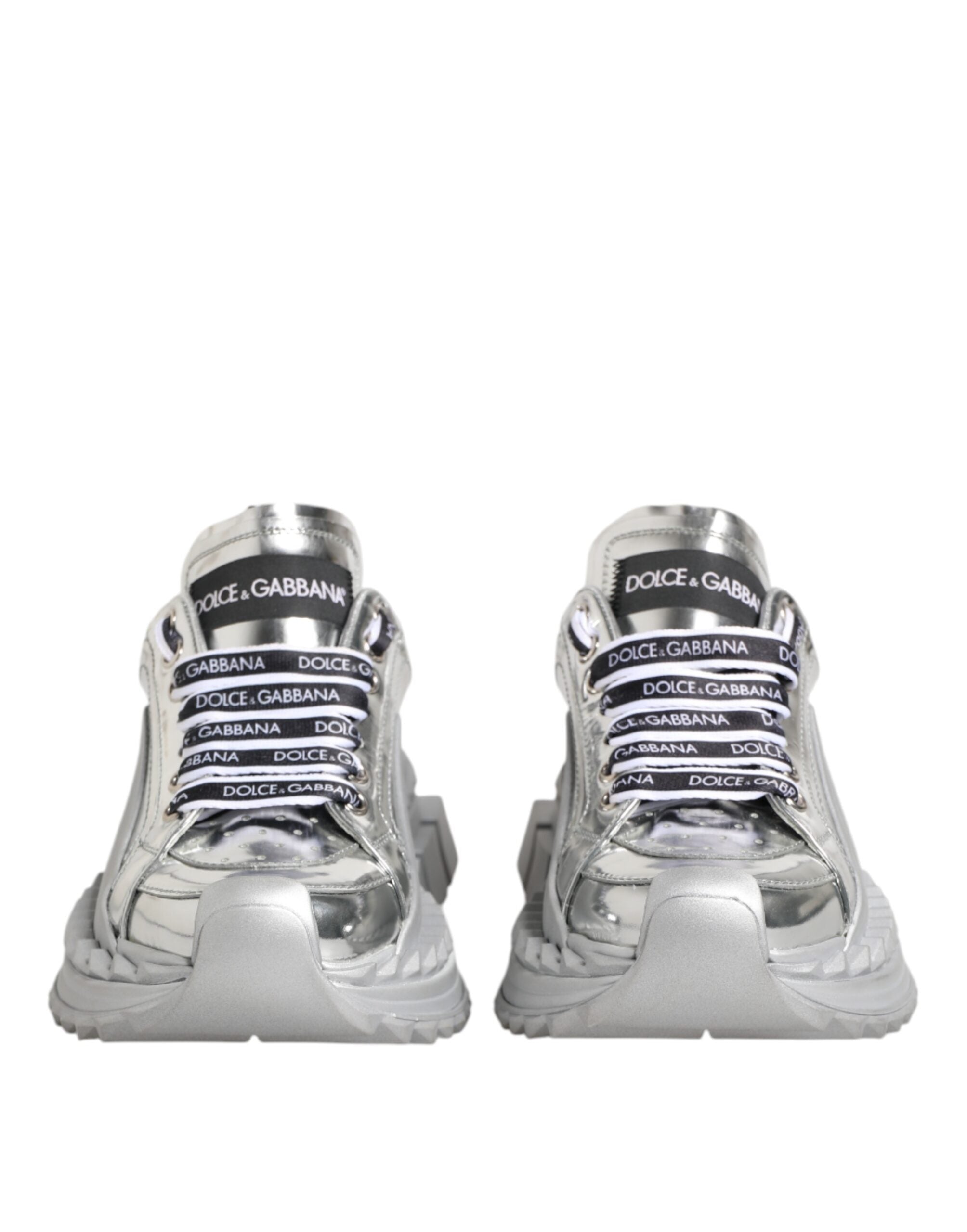 Dolce & Gabbana Silver Leather Super Queen Sneakers Women's Shoes