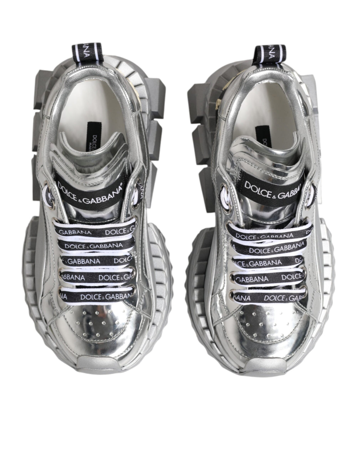 Dolce & Gabbana Silver Leather Super Queen Sneakers Women's Shoes