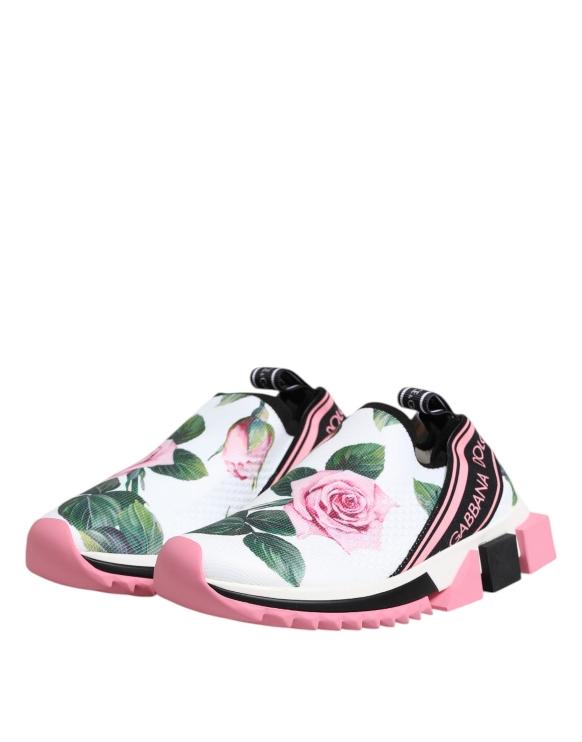 Dolce & Gabbana White Rose Print Sorrento Sneakers Women's Shoes (Pre-Owned)