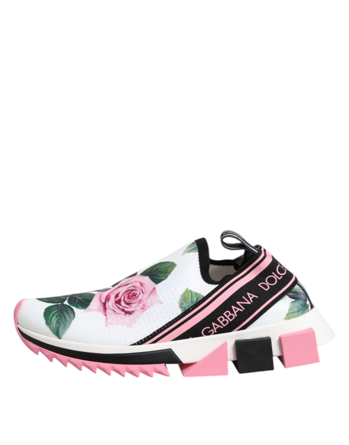 Dolce & Gabbana White Rose Print Sorrento Sneakers Women's Shoes (Pre-Owned)