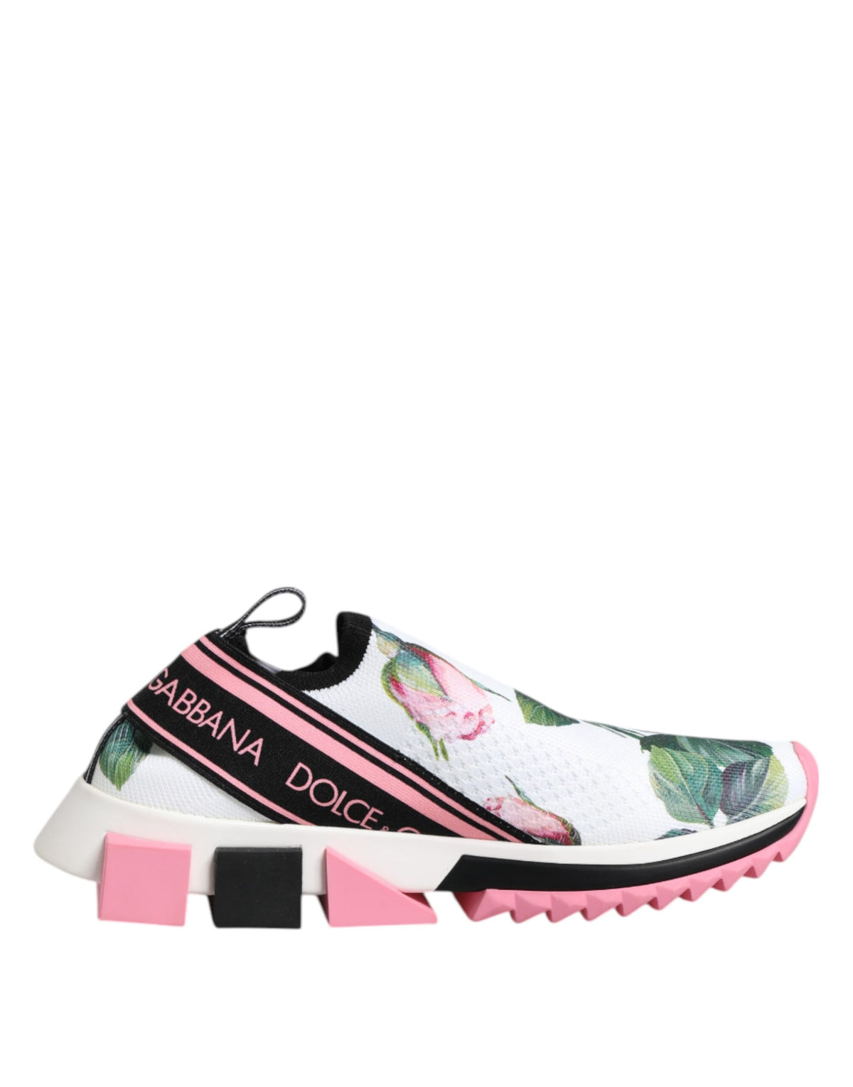 Dolce & Gabbana White Rose Print Sorrento Sneakers Women's Shoes (Pre-Owned)