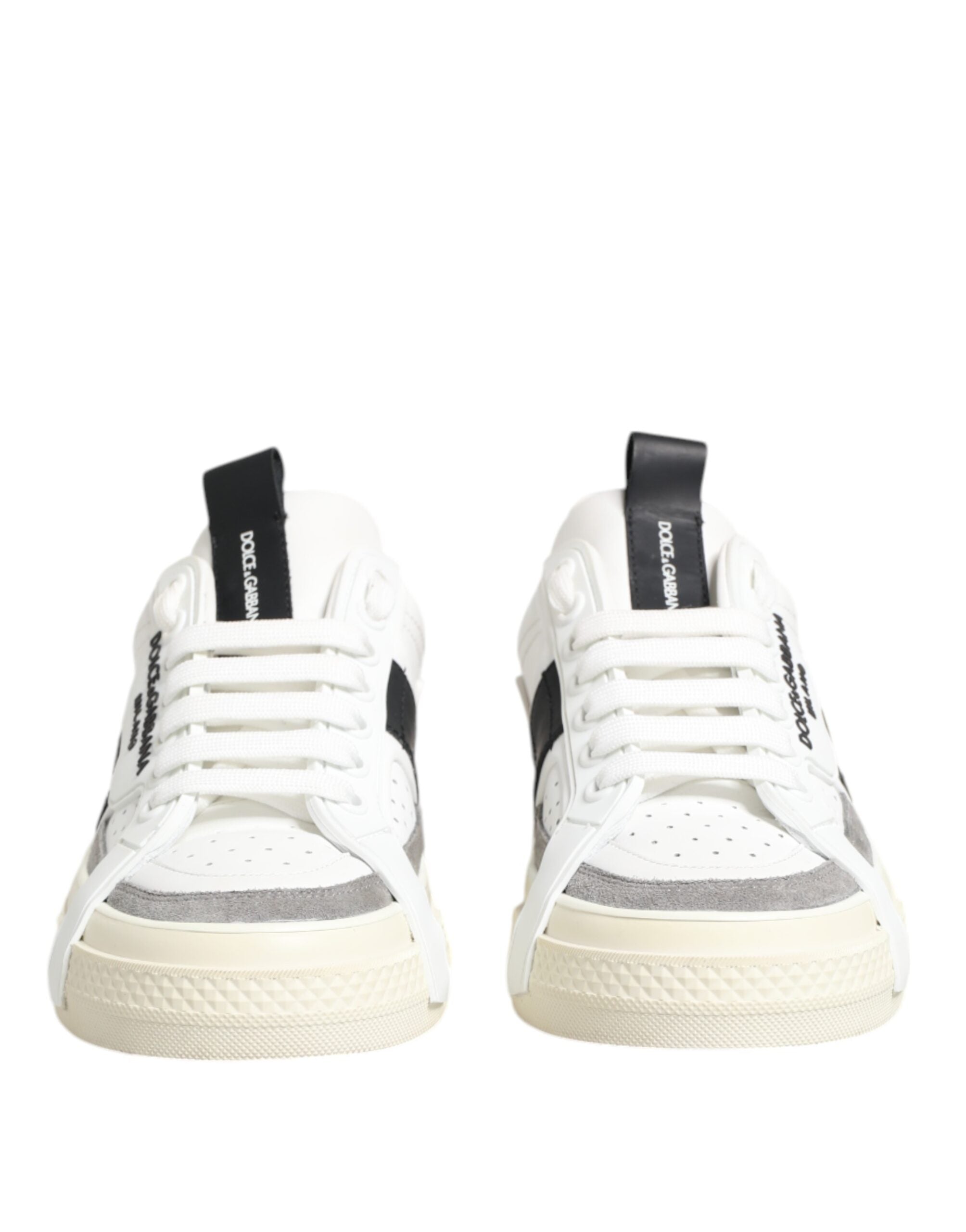 Dolce & Gabbana White Black Leather Low Top Sneakers Women's Shoes (Pre-Owned)