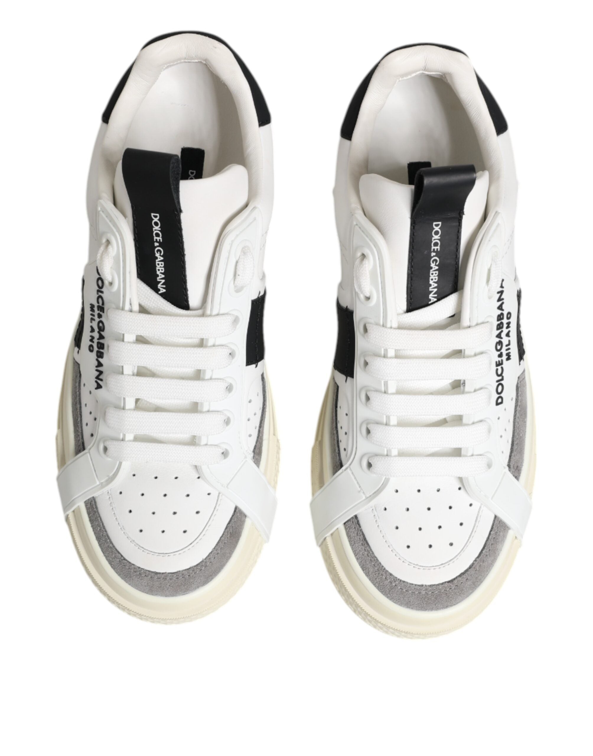 Dolce & Gabbana White Black Leather Low Top Sneakers Women's Shoes (Pre-Owned)