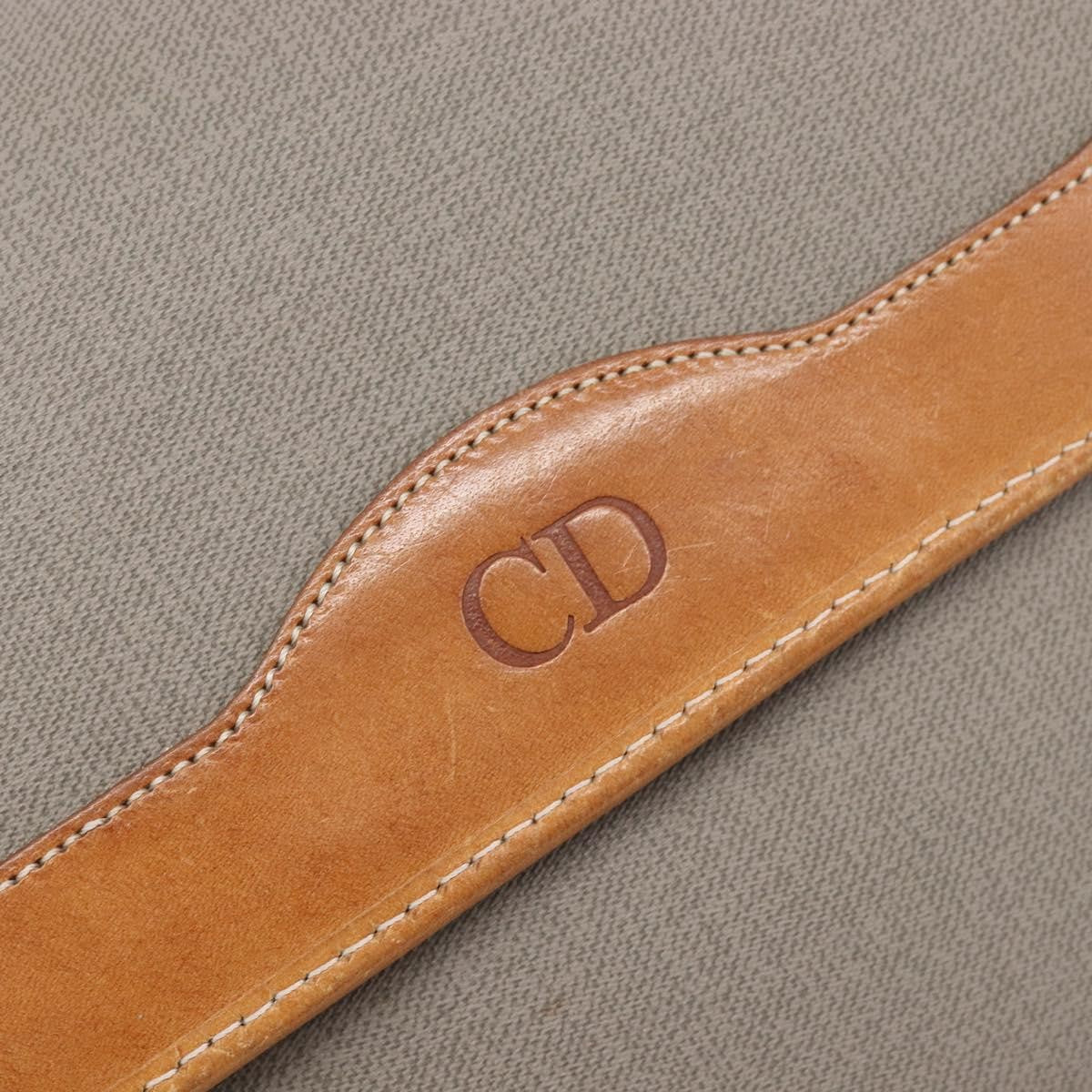 Christian Dior Vintage Cd Logo Canvas And Leather Gray Canvas Shoulder Bag Bag (Pre-Owned)