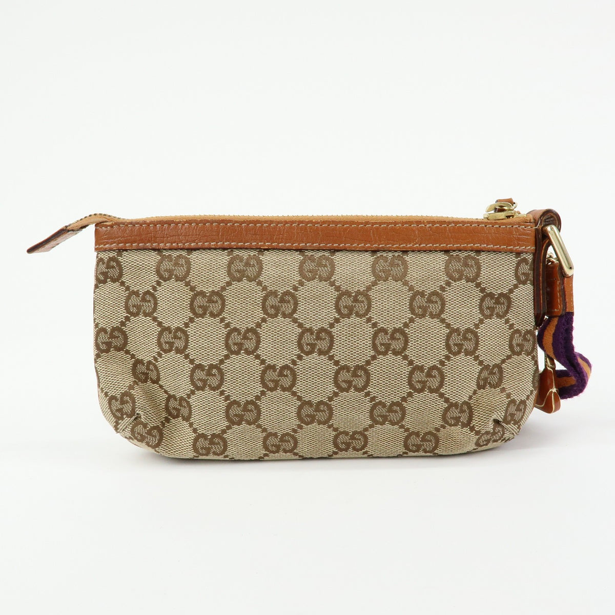 Gucci Zip Wristlet Gg Canvas Beige Canvas Clutche & Pouche Bag (Pre-Owned)