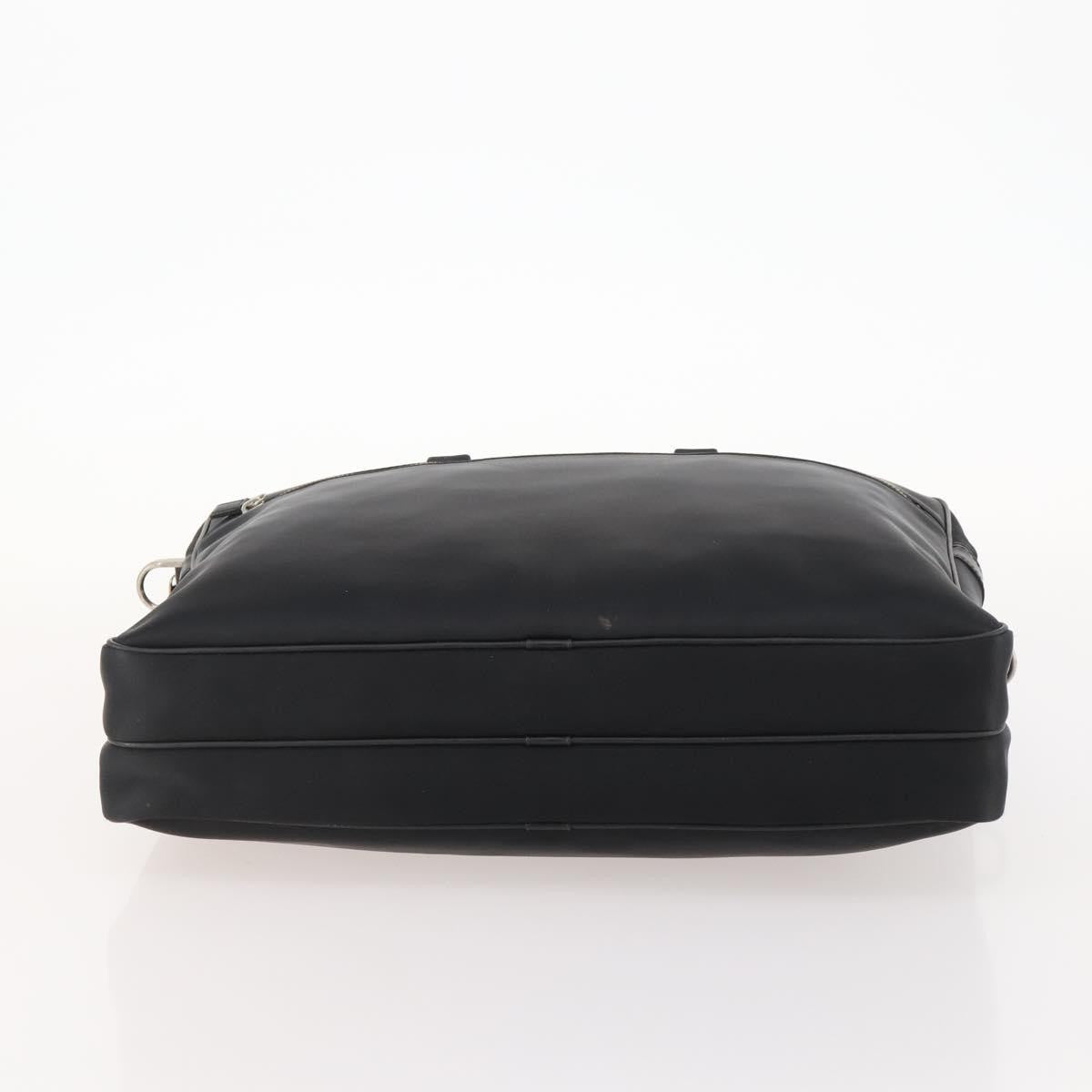 Burberry Front Zip Pocket Convertible Leather Black Nylon Briefcase Bag (Pre-Owned)