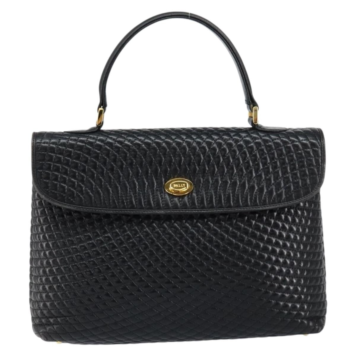 Bally Vintage Quilted Leather Black Leather Handbag (Pre-Owned)