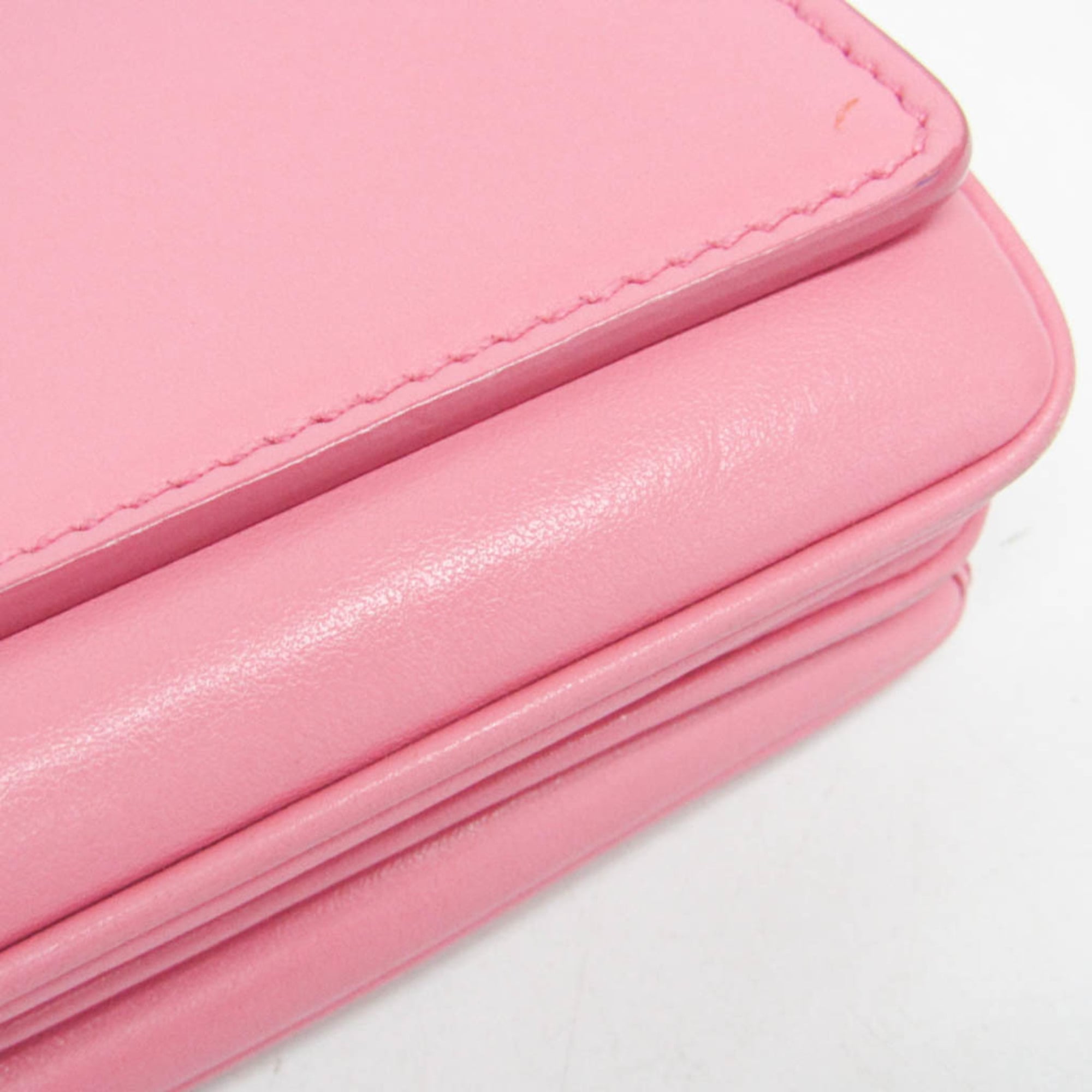 Prada Lux Chain Lock Flap Saffiano Leather Pink Leather Shoulder Bag Bag (Pre-Owned)