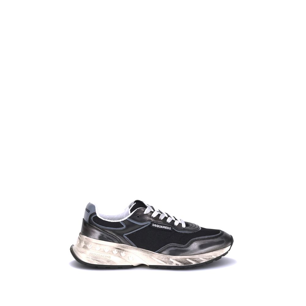 Dsquared² Black Calf Leather Bos Taurus Athletic Men's Sneakers