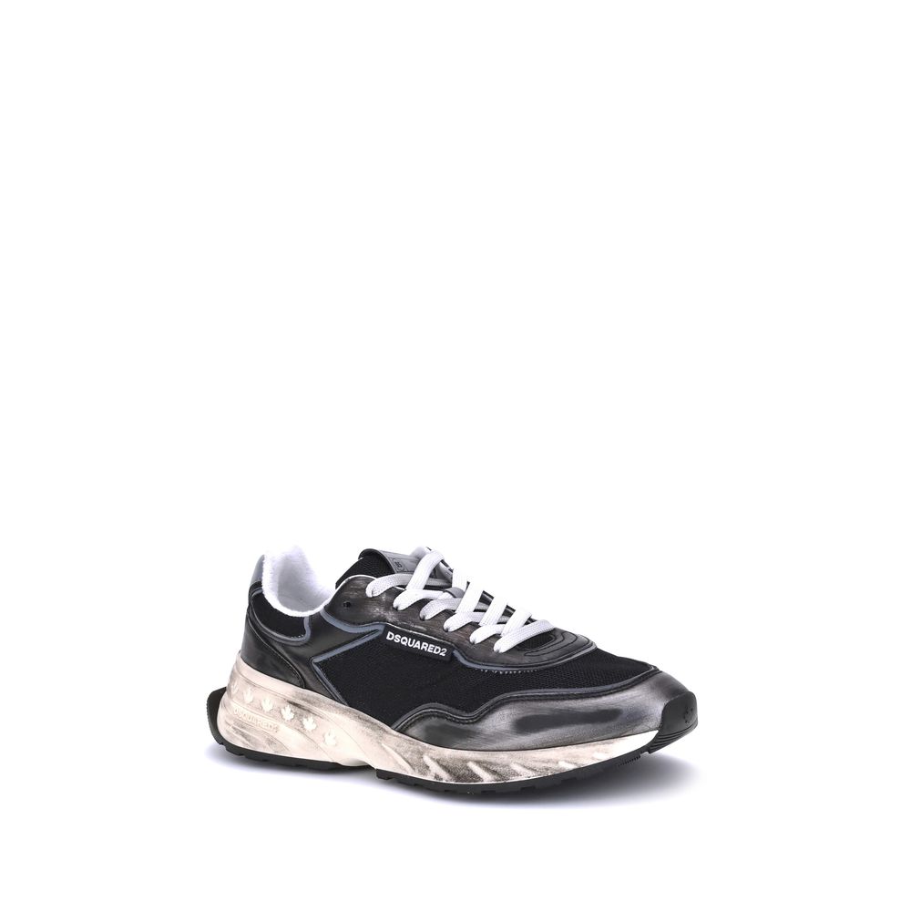 Dsquared² Black Calf Leather Bos Taurus Athletic Men's Sneakers