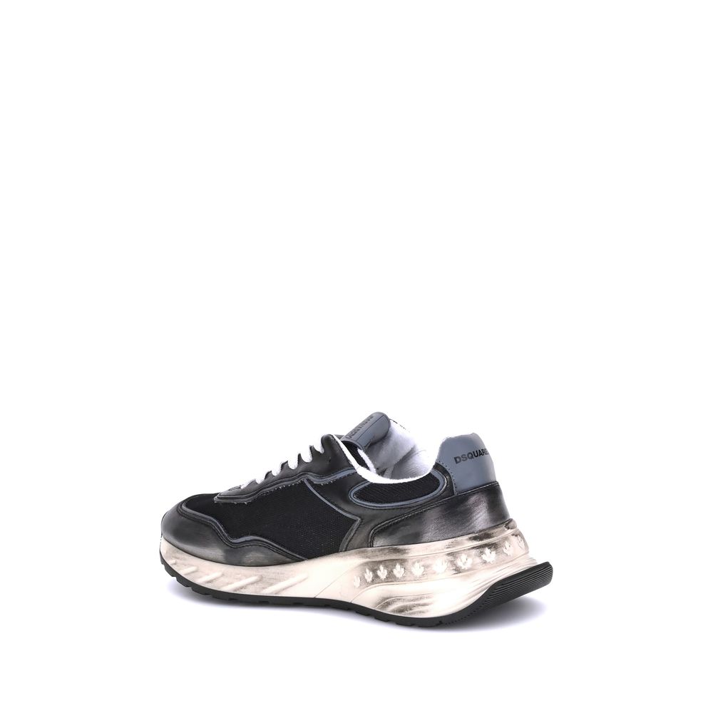Dsquared² Black Calf Leather Bos Taurus Athletic Men's Sneakers