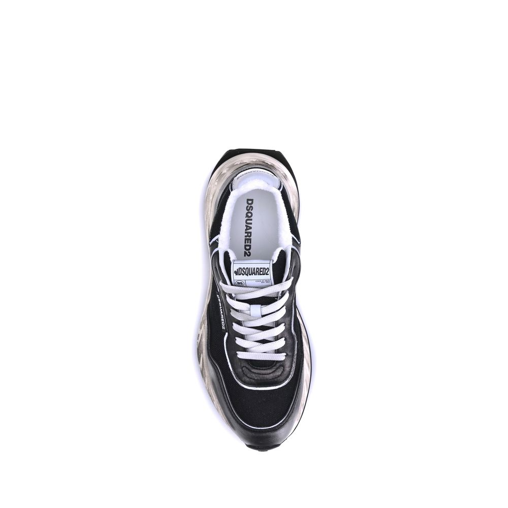 Dsquared² Black Calf Leather Bos Taurus Athletic Men's Sneakers
