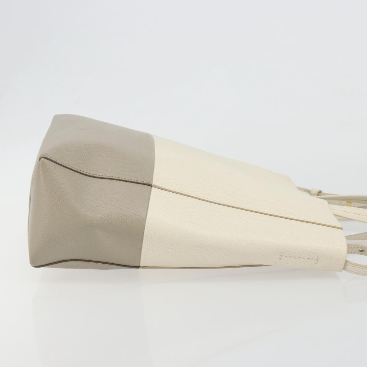 Celine Vertical Bi-Cabas Tote Leather Beige Leather Tote Bag Bag (Pre-Owned)