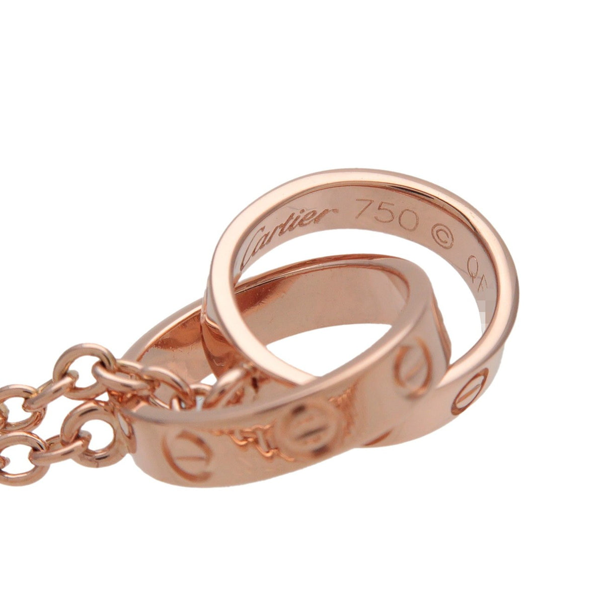 Cartier Love Interlocking 18K Rose Gold Pink Rose_Gold Necklace Jewelry (Pre-Owned)