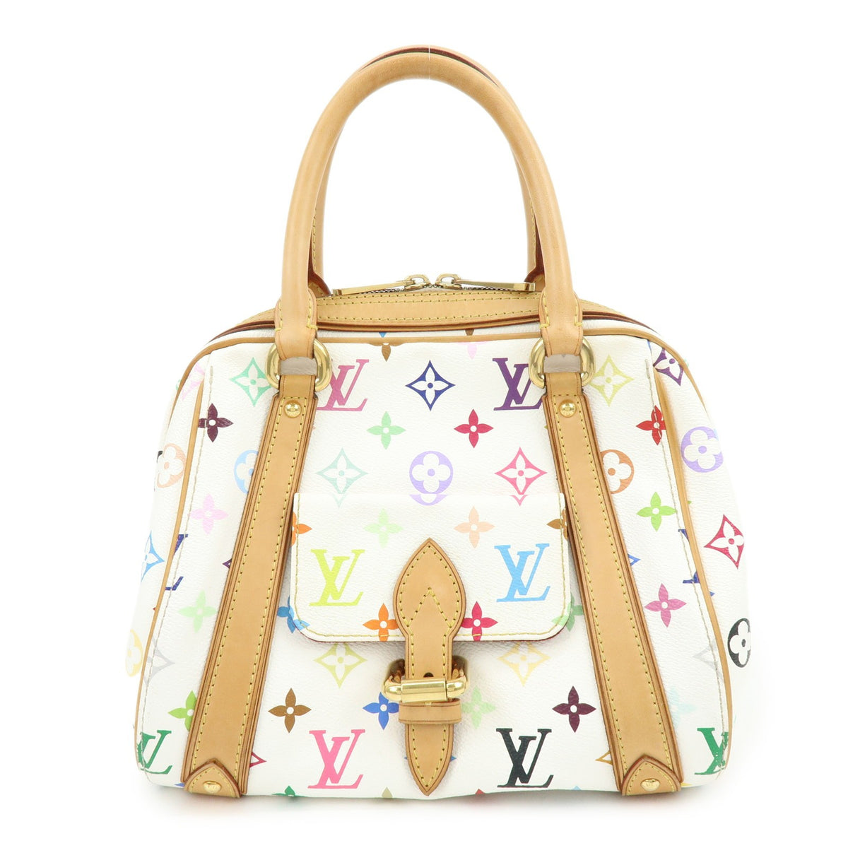 Louis Vuitton Priscilla Monogram Multicolor White Canvas Handbag (Pre-Owned)