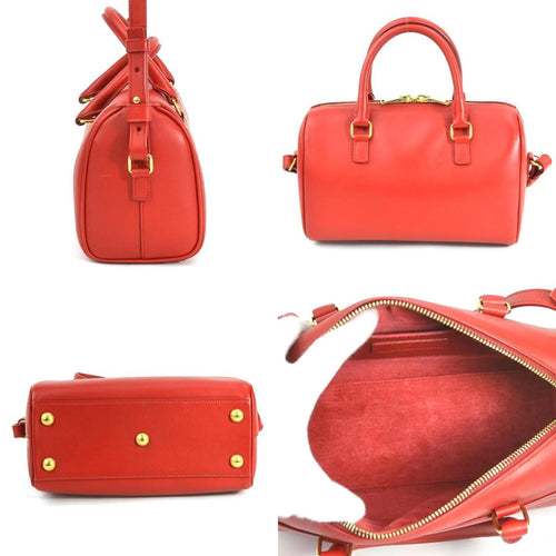 Saint Laurent Baby Duffle Red Leather Handbag (Pre-Owned)