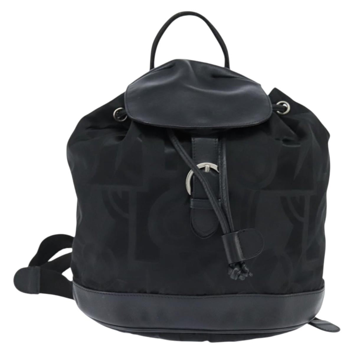 Salvatore Ferragamo Flap Buckle Printed Neoprene Black Nylon Backpack Bag (Pre-Owned)