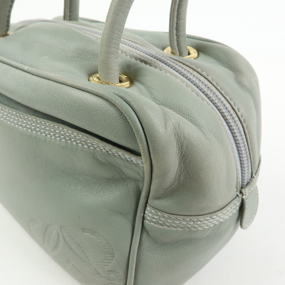 Loewe Anagram Leather Blue Leather Tote Bag Bag (Pre-Owned)