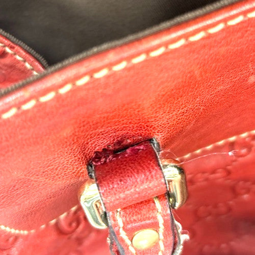 Gucci Vintage Leather Red Leather Handbag (Pre-Owned)
