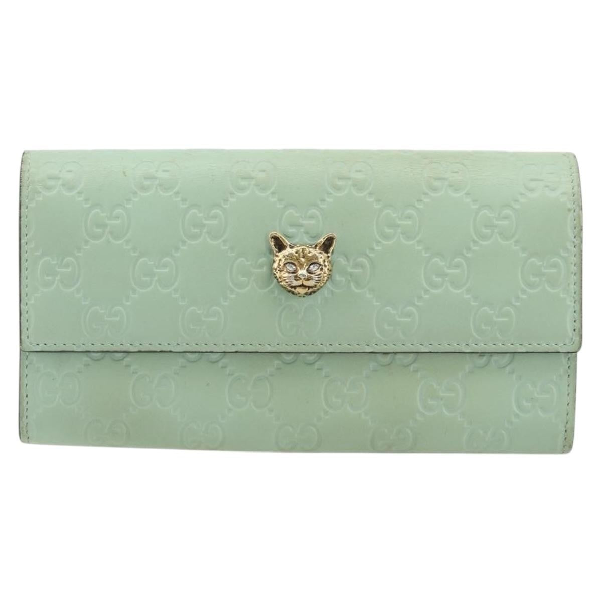 Gucci Guccissima Motif Gg Green Leather Wallets Accessory (Pre-Owned)