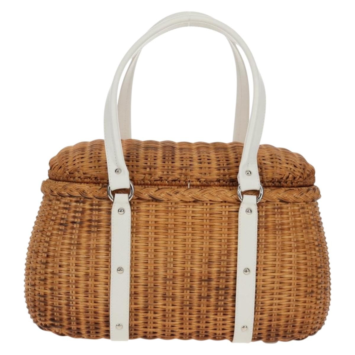 Salvatore Ferragamo Basket Gancini Leather And Wicker Beige Wicker Handbag (Pre-Owned)