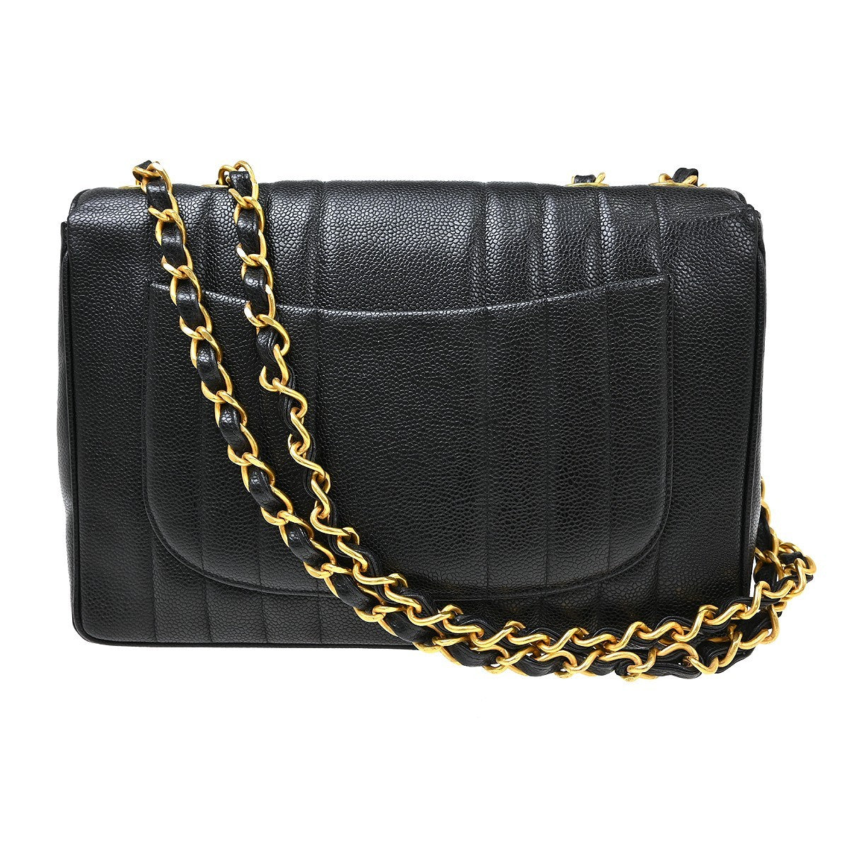 Chanel Classic Flap Vertical Quilted Caviar Black Calfskin Handbag (Pre-Owned)